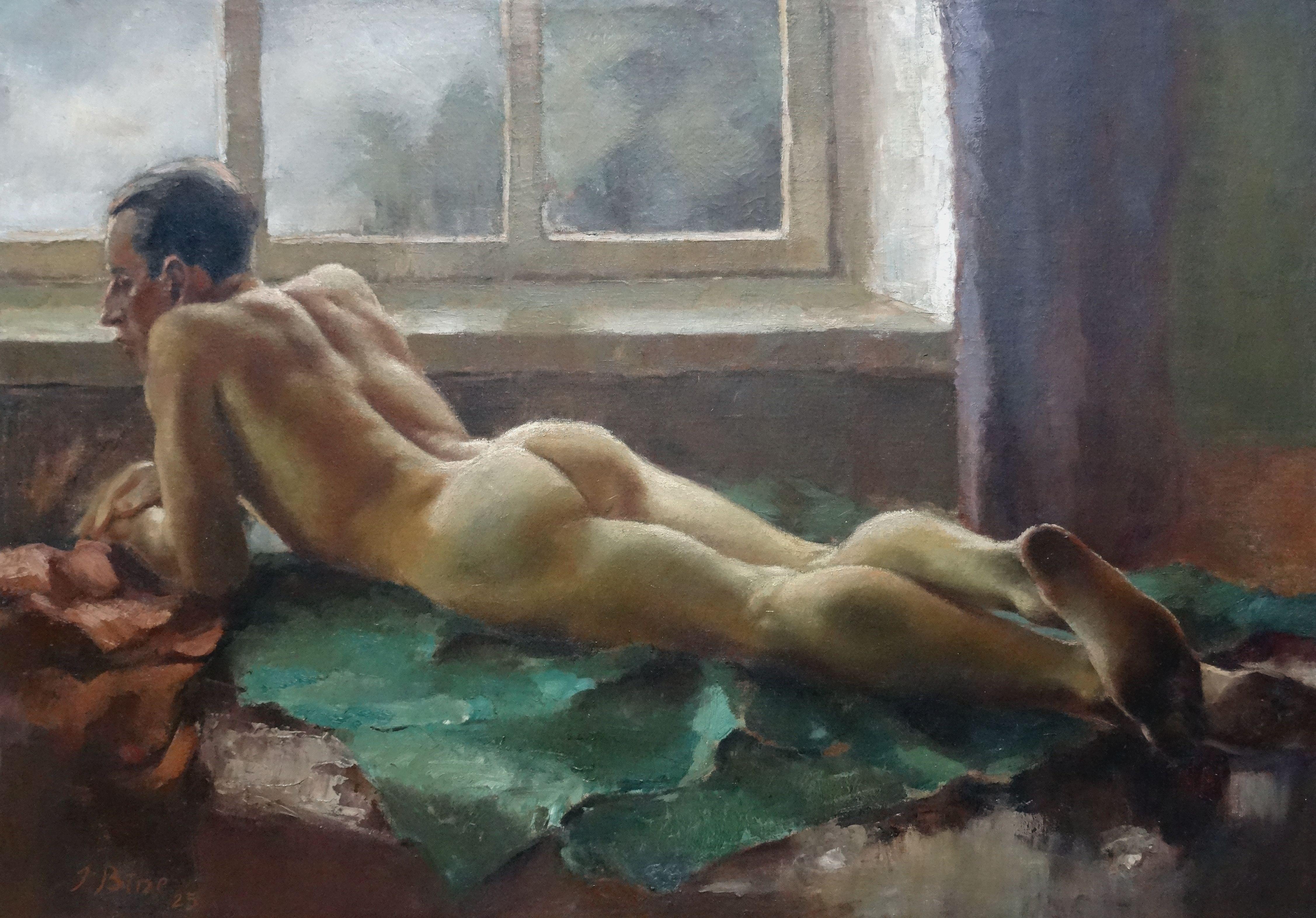 Jekabs Bine  Nude Painting - Men's nude. 1925, оil on canvas, 81x116 cm