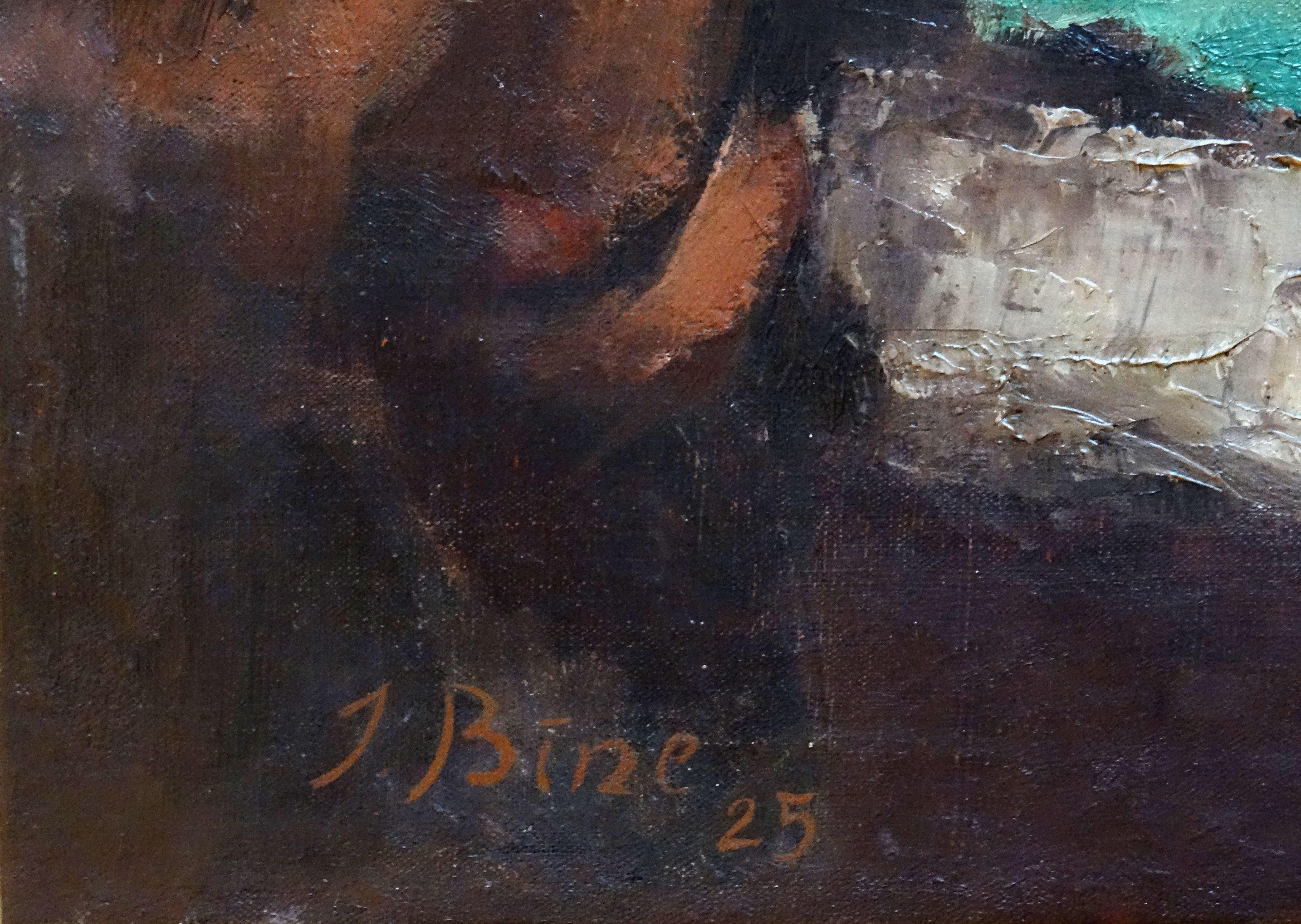 Nu masculin. 1925, huile sur toile, 81x116 cm

Artistics Bine (1895 11 04 Riga - 1955 24 10 Riga) peintre, artiste verrier, enseignant et auteur de critiques d'art.

Il a suivi une formation artistique à l'école d'art de Riga (1913-1915) et à