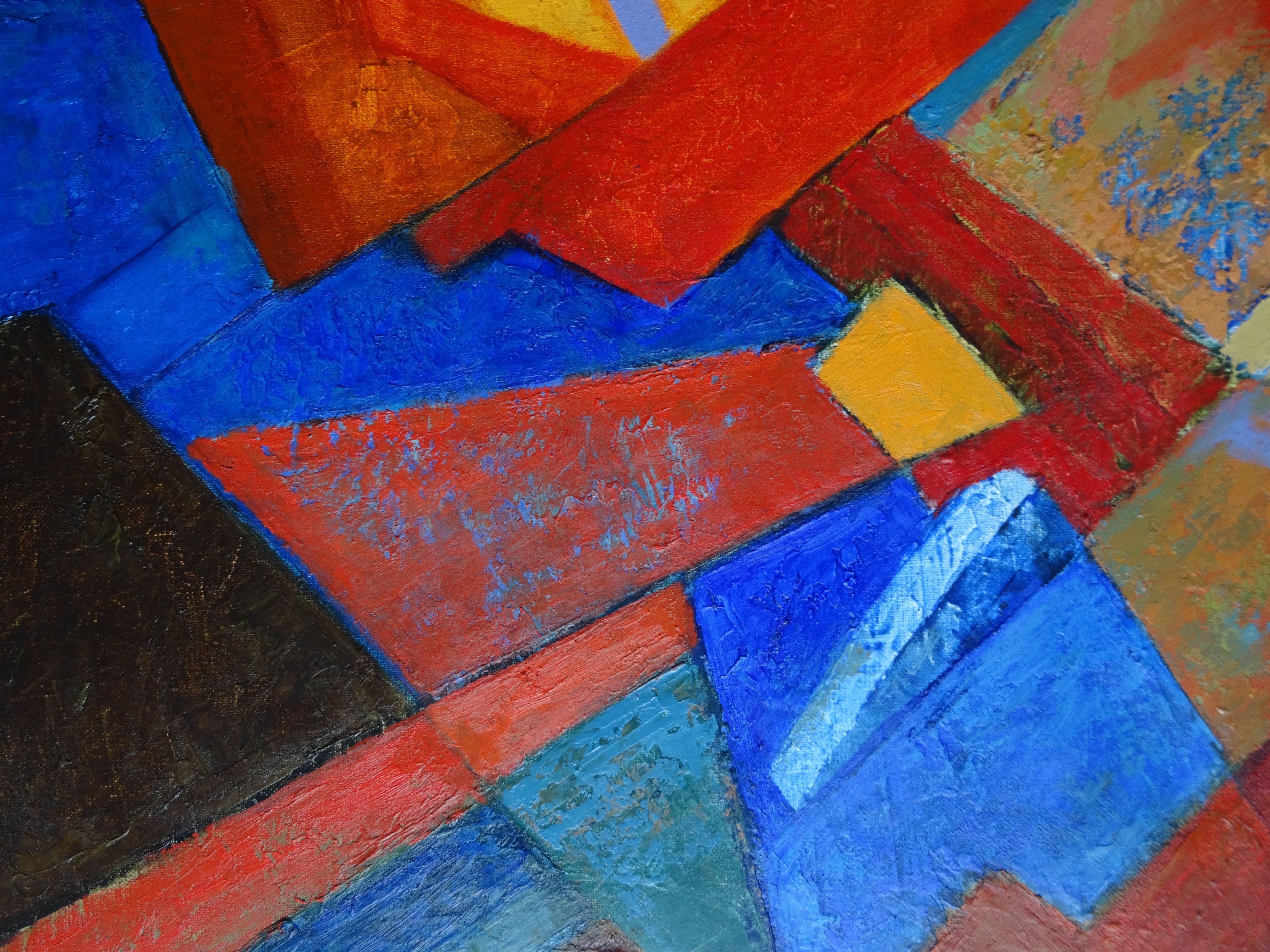 Tango jaune. 2018, huile sur toile, 90x100 cm - Géométrique abstrait Painting par Igor Leontiev