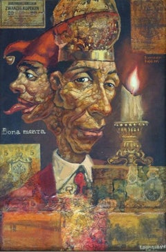 Russian authorities. 2002, oil on canvas, acrylic, collage, 60x40 cm