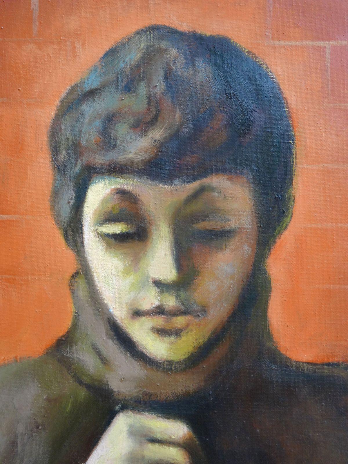 Autoritratto. Olio su tela, 100x70 cm - Painting di Biruta Delle