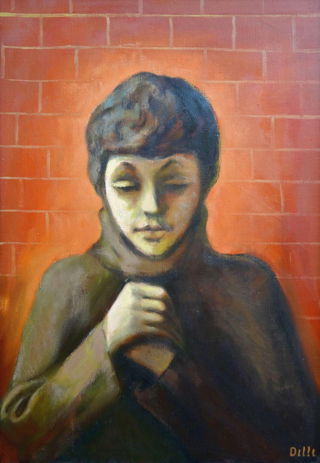 Figurative Painting di Biruta Delle - Autoritratto. Olio su tela, 100x70 cm