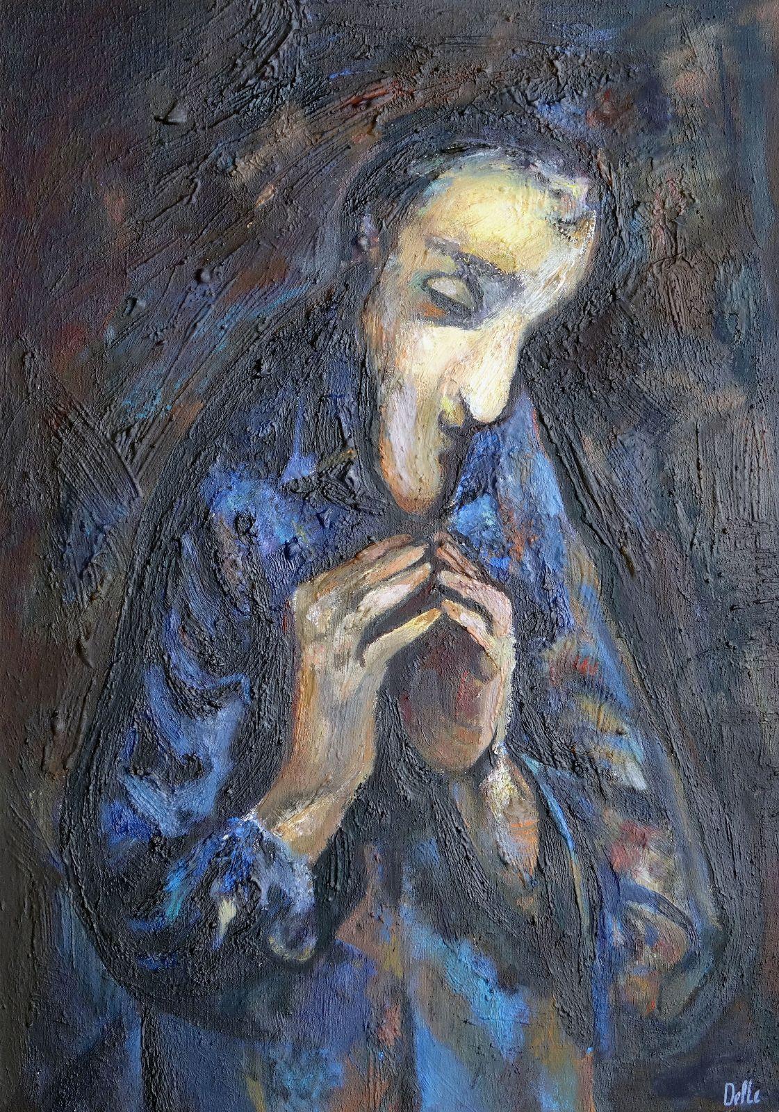 Enlightenment. Oil on canvas, 92x65 cm - Painting by Biruta Delle