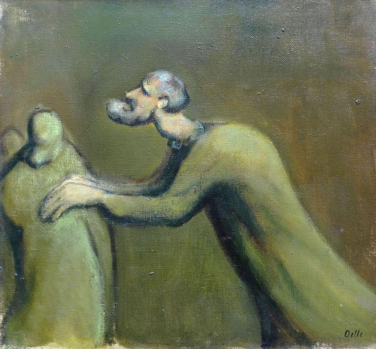 Figurative Painting de Biruta Delle - Ciego. 1989, lienzo, óleo, 66x70 cm