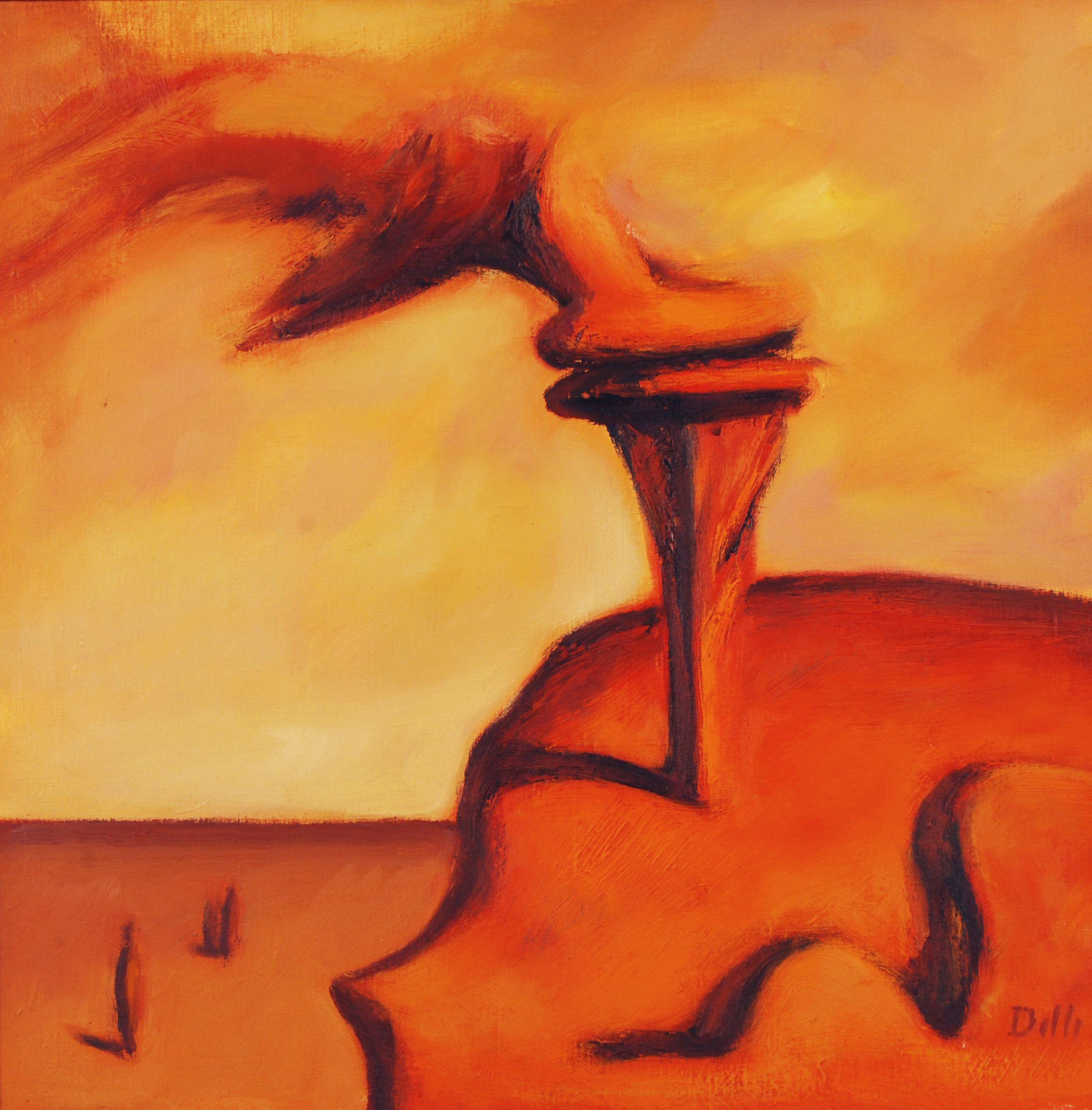 Biruta Delle Landscape Painting - On the edge of the cliff. 2007, oil on canvas, 60x60 cm