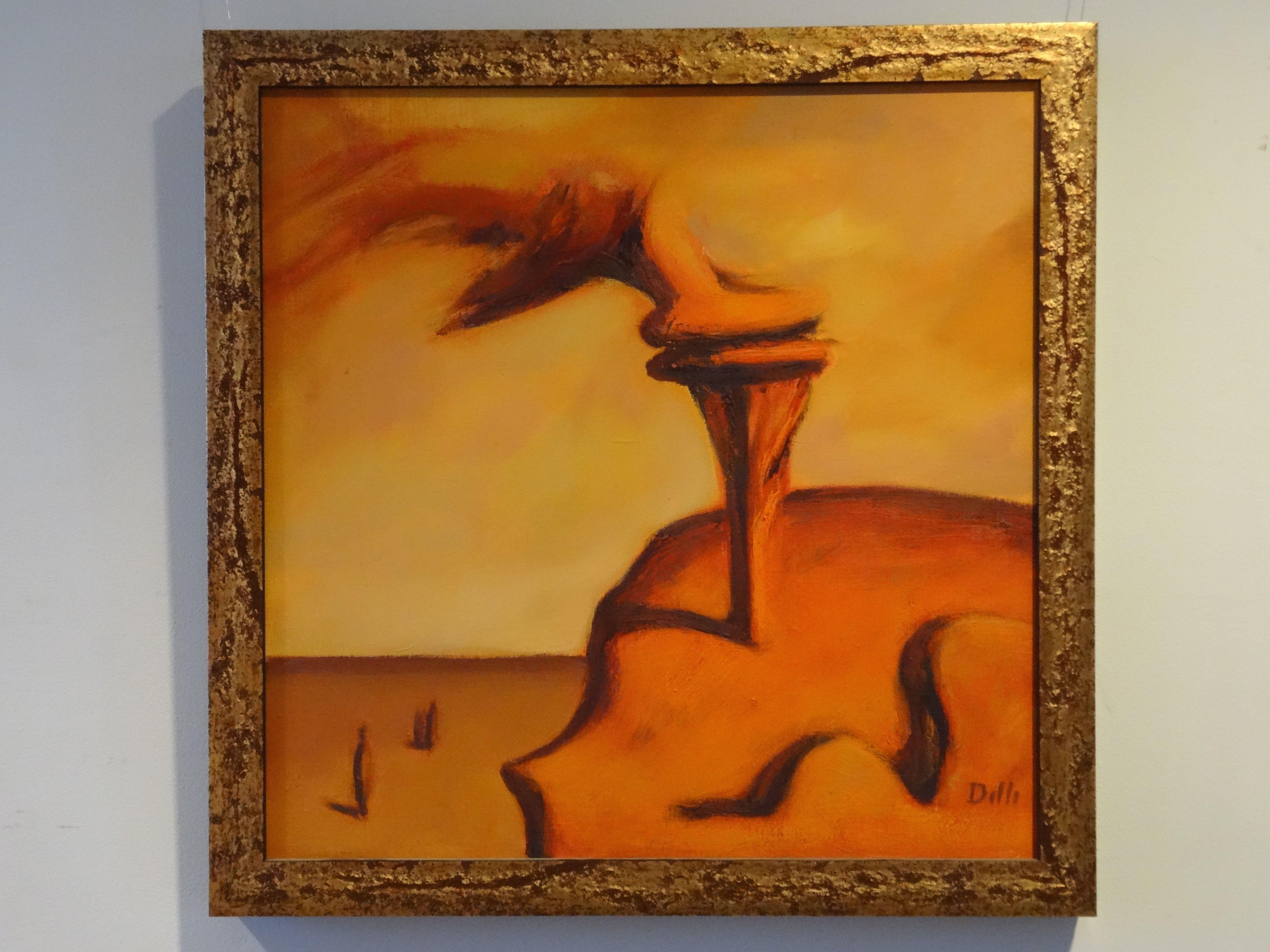On the edge of the cliff. 2007, oil on canvas, 60x60 cm - Painting by Biruta Delle
