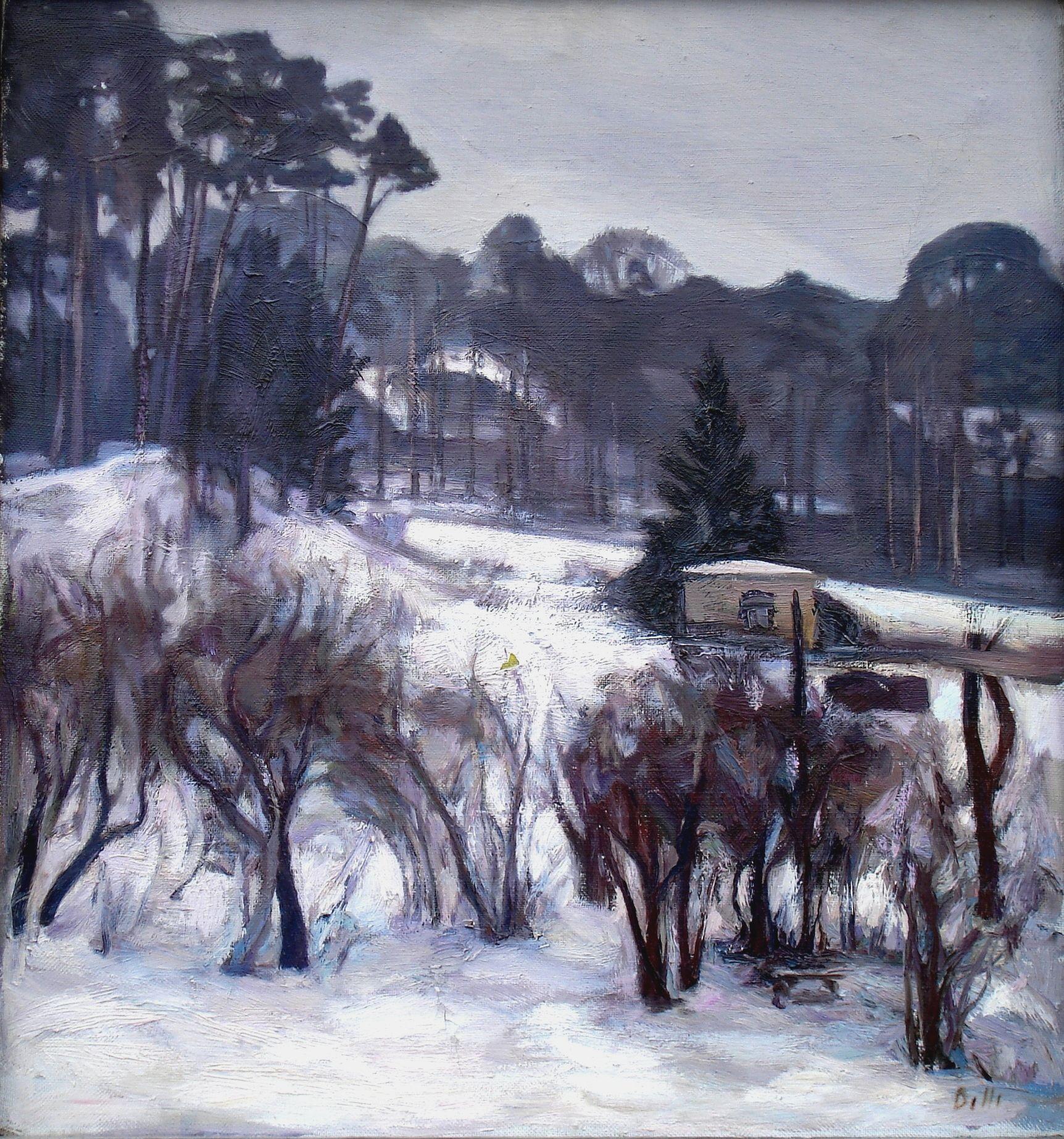 Biruta Delle Landscape Painting - In winter. Oil on canvas, 70, 5x66 cm