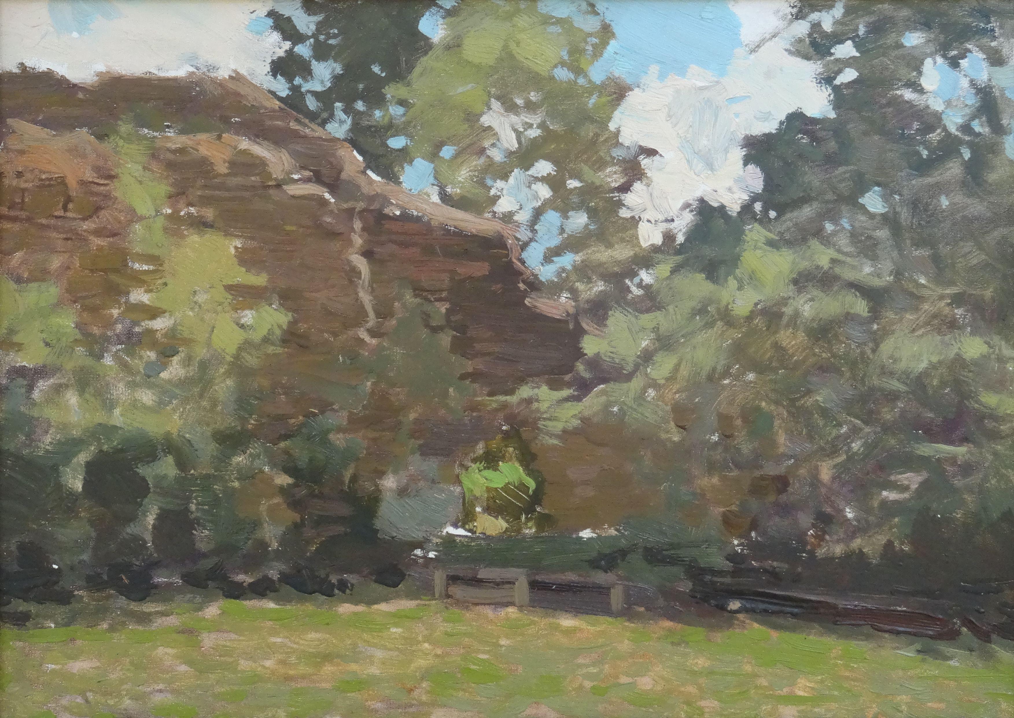 Alfejs Bromults Landscape Painting -  Landscape. Oil on cardboard, 25x35 cm