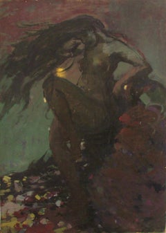 Valkyrie. Woman on the cliff. 1974, oil on cardboard, 101x72,5 сm
