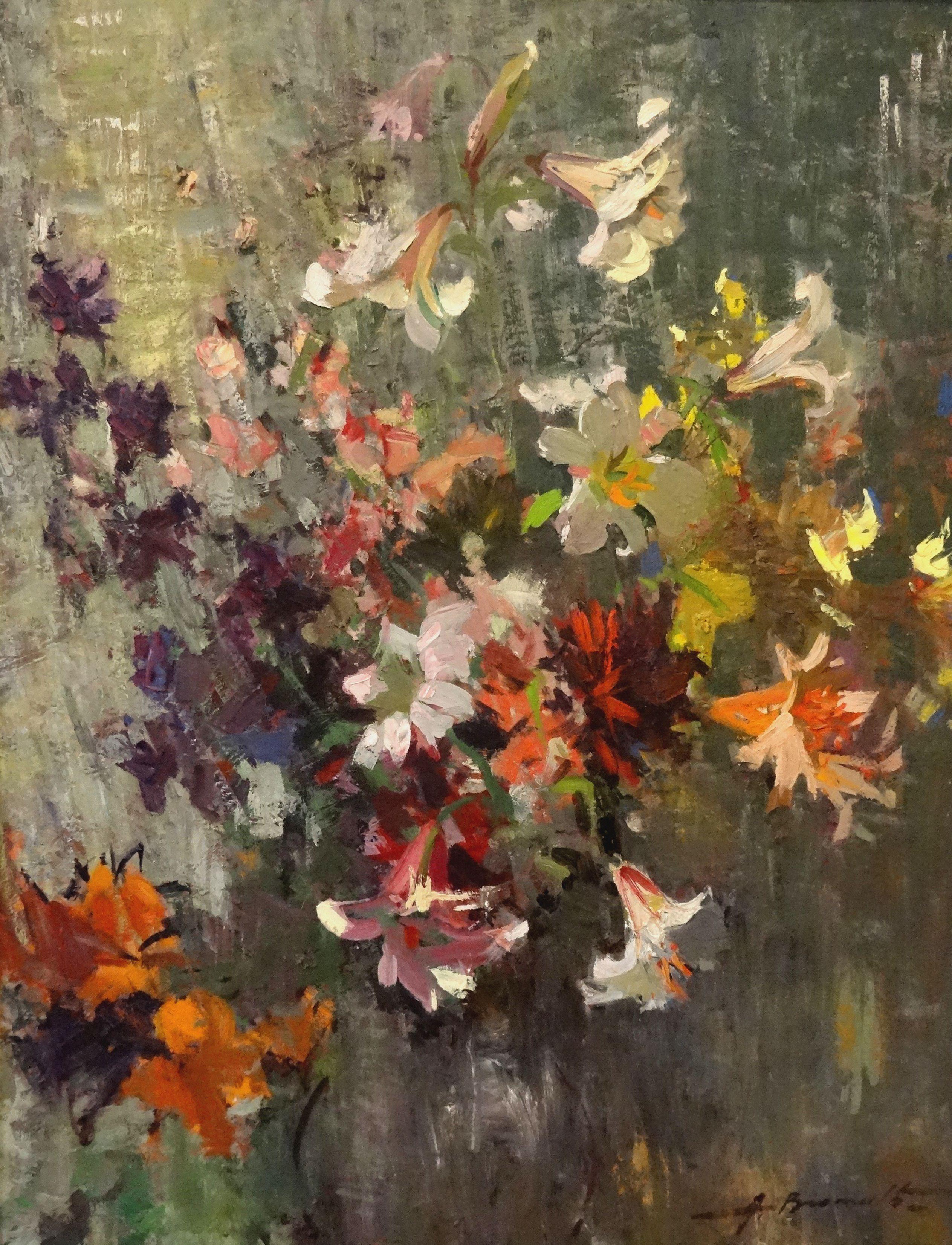 My garden flowers. 1974, oil on cardboard, 100x77 cm