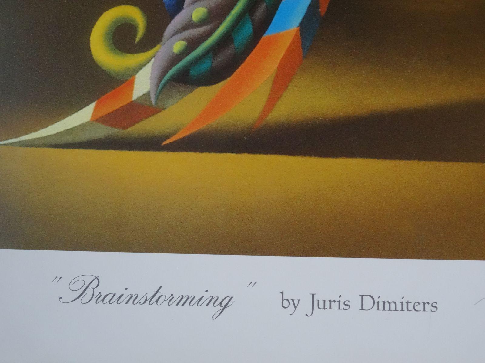 Lluvia de ideas. 6/450, cartel, K. Hayes Fine Arts 1998, 69x49 cm

Juris Dimiters (1947) 

Educación:

1958-1965 Escuela Superior de Arte Janis Rozentals de Riga
1965-1973 Academia de Arte de Letonia, Departamento de Pintura, especialidad en