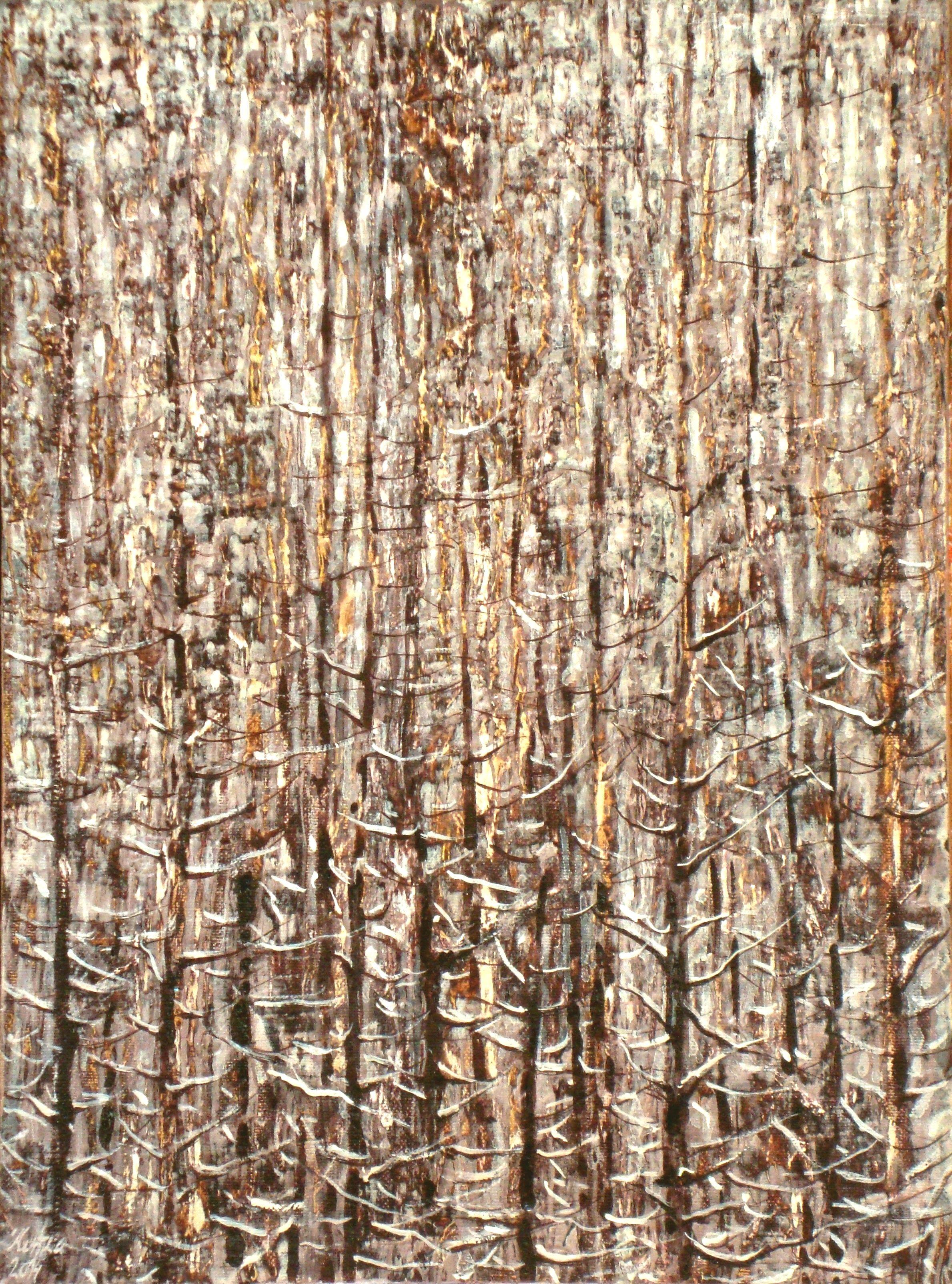 Kristine Kvitka Landscape Painting - Forest. 2014, oil on canvas, 40x30 cm