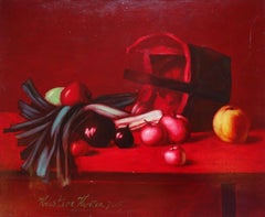 Bodegón con cebollas 2005, óleo sobre lienzo, 60x73 cm