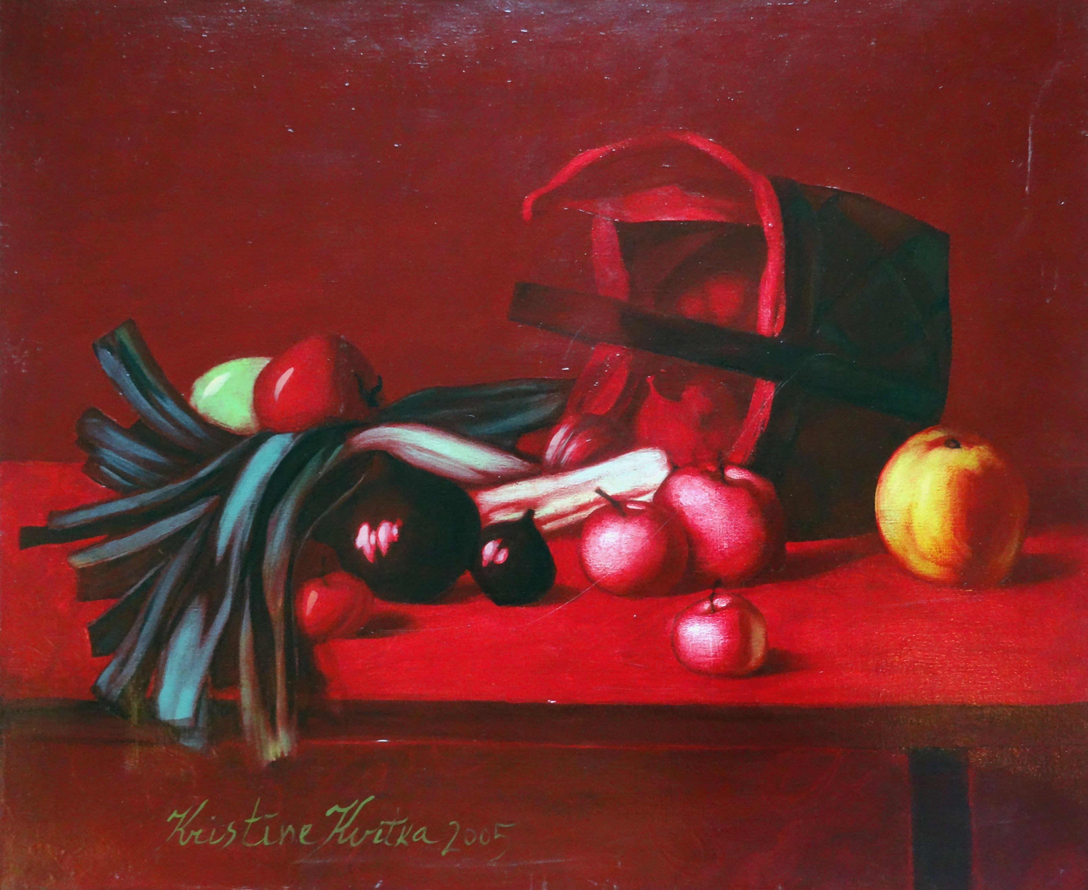  Still life with onions. 2005, oil on canvas, 60x73 cm - Painting by Kristine Kvitka