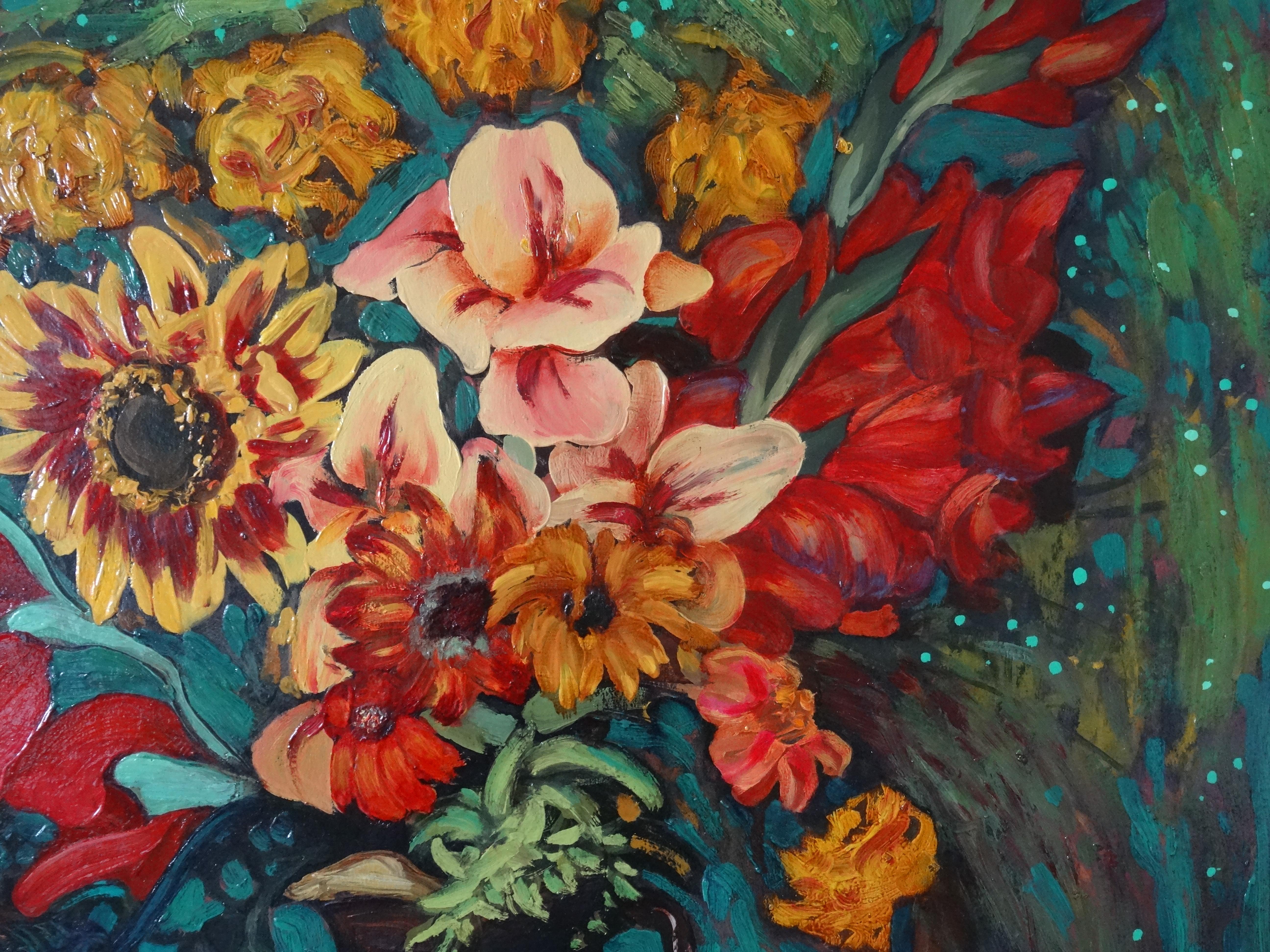 Night flowers. 2004, oil on canvas, 100x70 cm - Painting by Kristine Kvitka