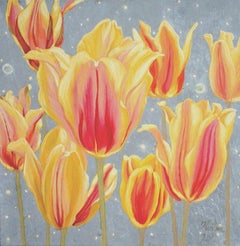 La nuit des tulipes épanouie. 2012, huile sur toile, 30 x 30 cm