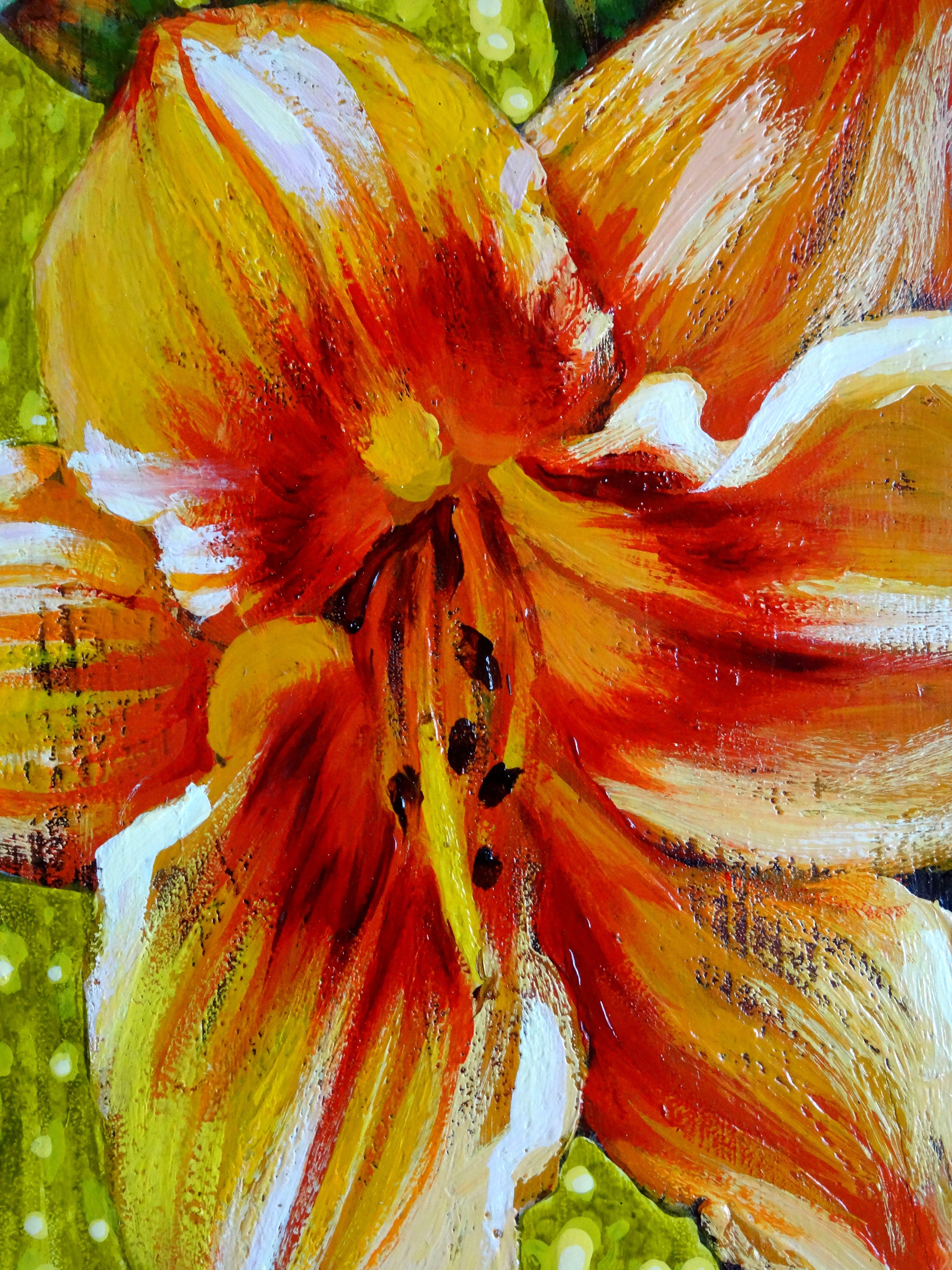 Flower. 2012, oil on wood, 60x39 cm - Painting by Kristine Kvitka