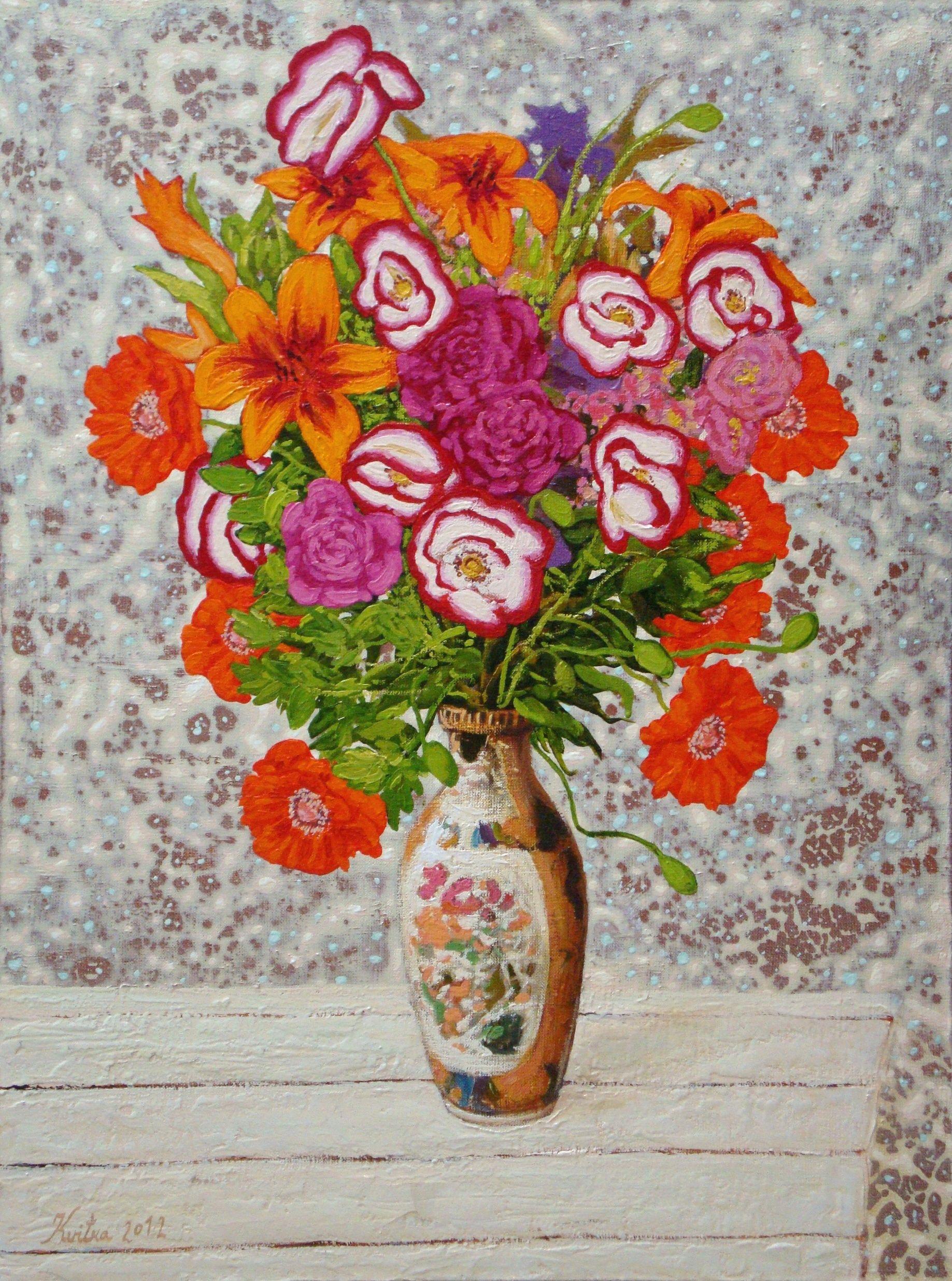 Still-Life Painting Kristine Kvitka - fleurs d'été. 2012, huile sur toile, 80 x 60 cm