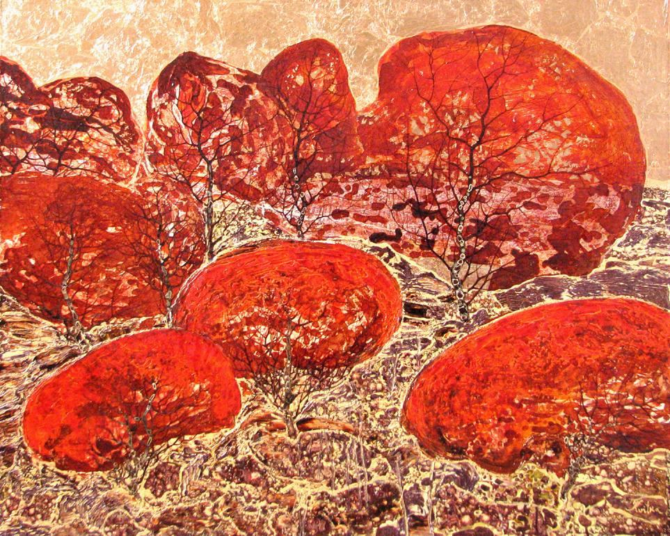 Landscape Painting de Kristine Kvitka - Llega la noche 2011, óleo sobre lienzo, 80x100 cm