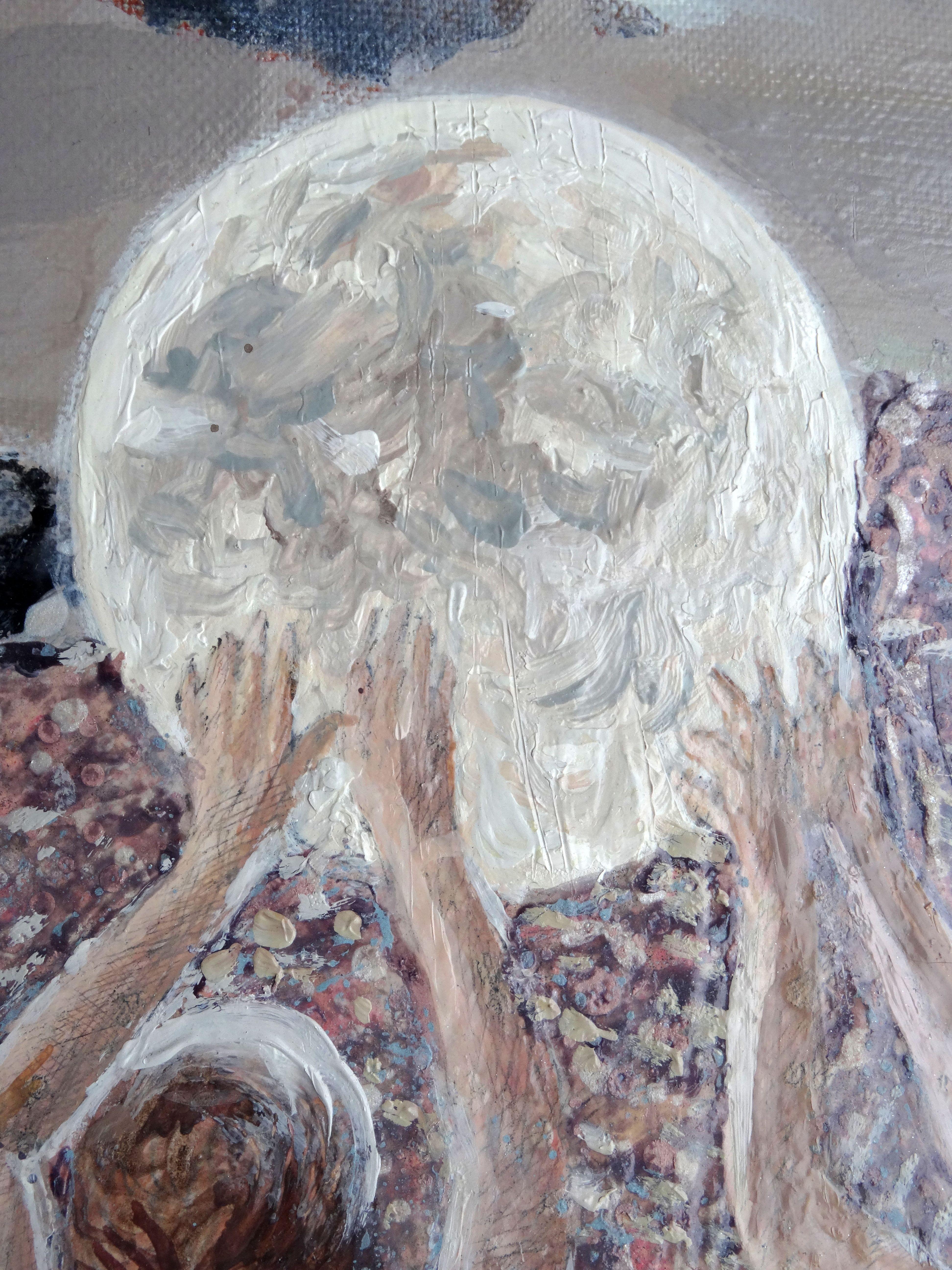 The night is coming. 2011, oil on canvas, 50x35 cm - Brown Nude Painting by Kristine Kvitka