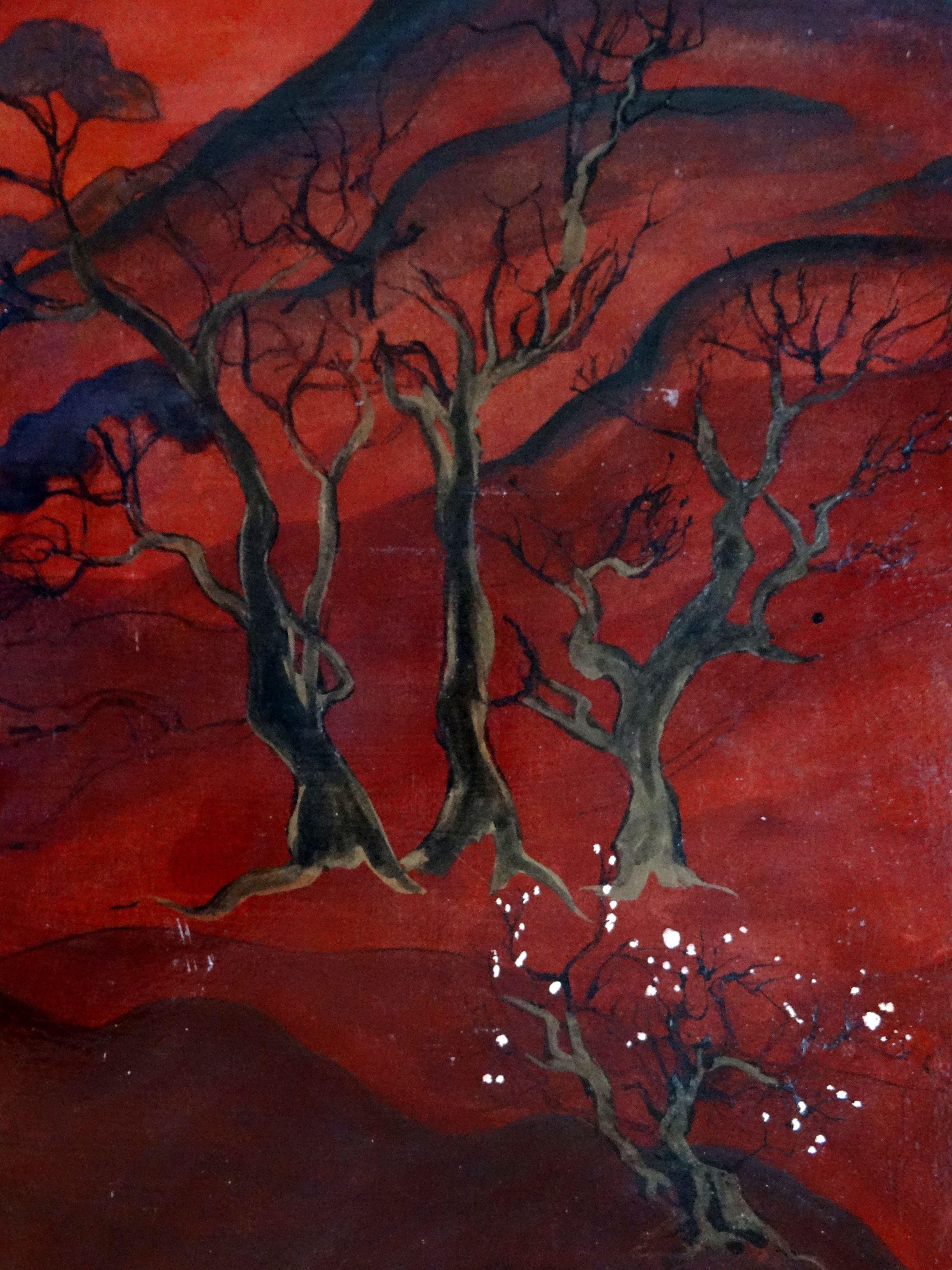 Expression d'automne. Huile sur carton 95x68 cm - Noir Still-Life Painting par Kristine Kvitka