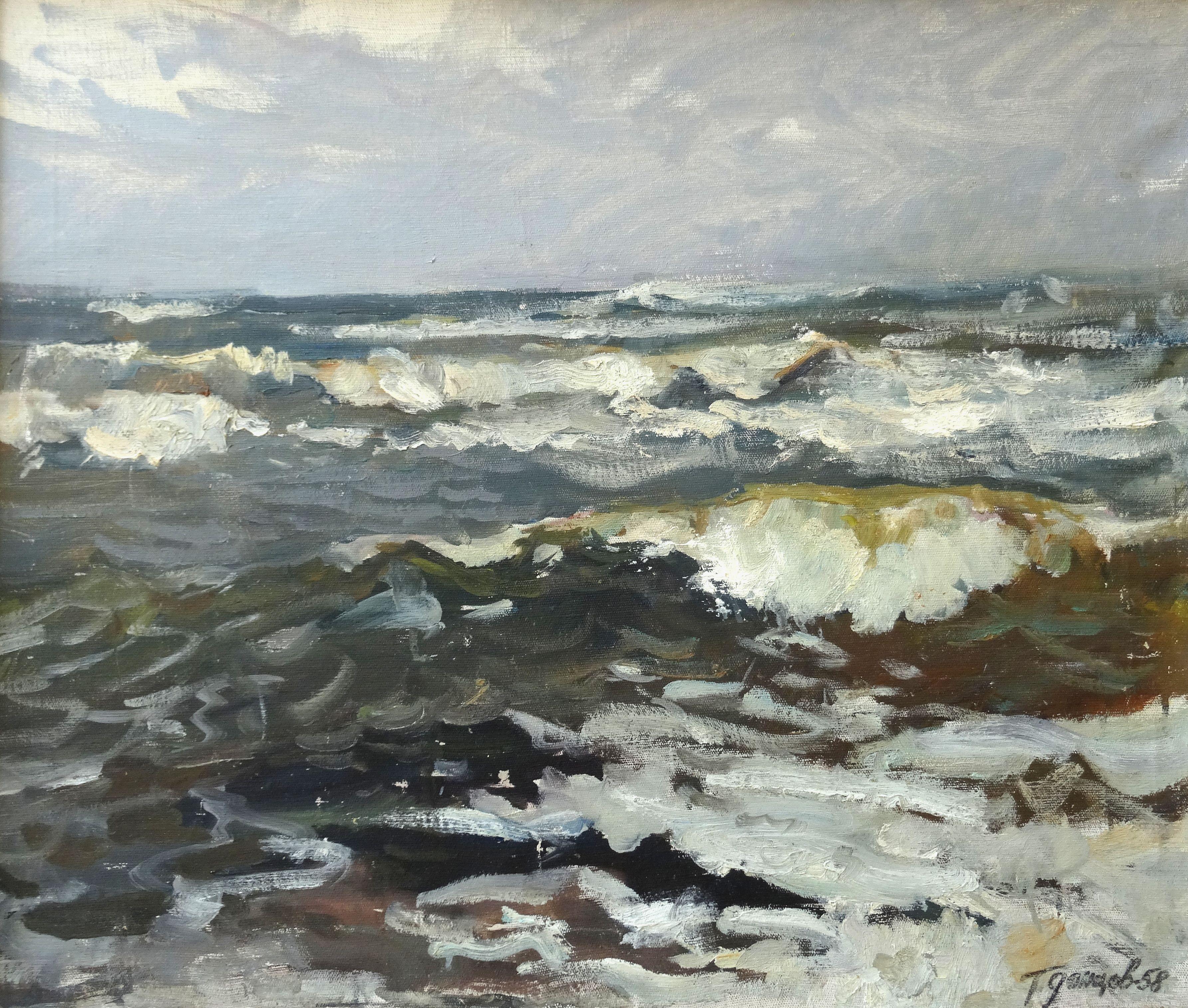 German Dontsov Landscape Painting - Sea. Oil on canvas, 61x70 cm