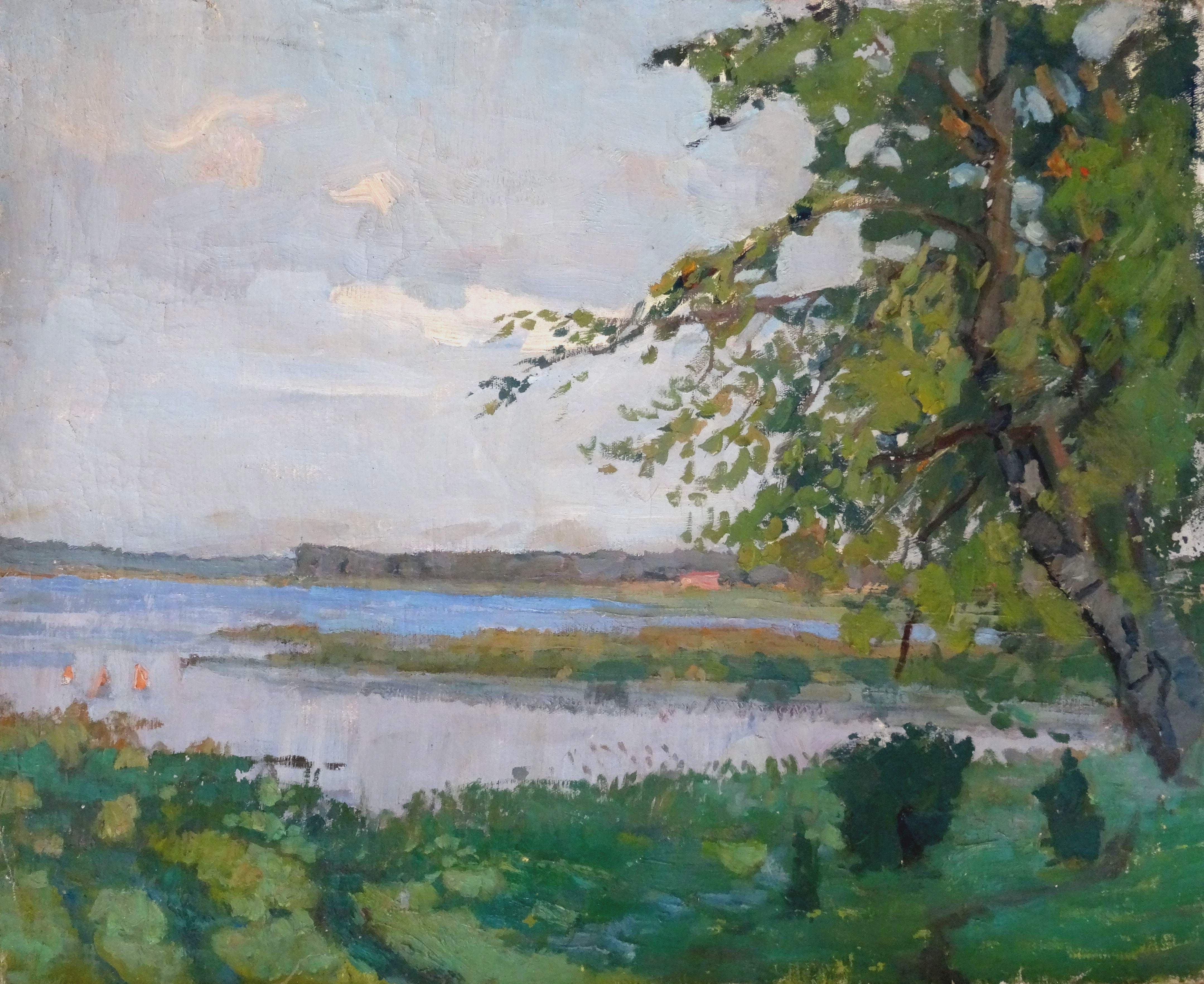 German Dontsov Landscape Painting - Lake. Oil on canvas, 65x79 cm