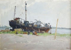Reparación de un barco. 1956, óleo sobre lienzo, cartón, 43, 5x61, 5 cm