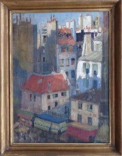 Toits de Paris. 1957, huile sur toile, 67,5 x 50 cm. Signé