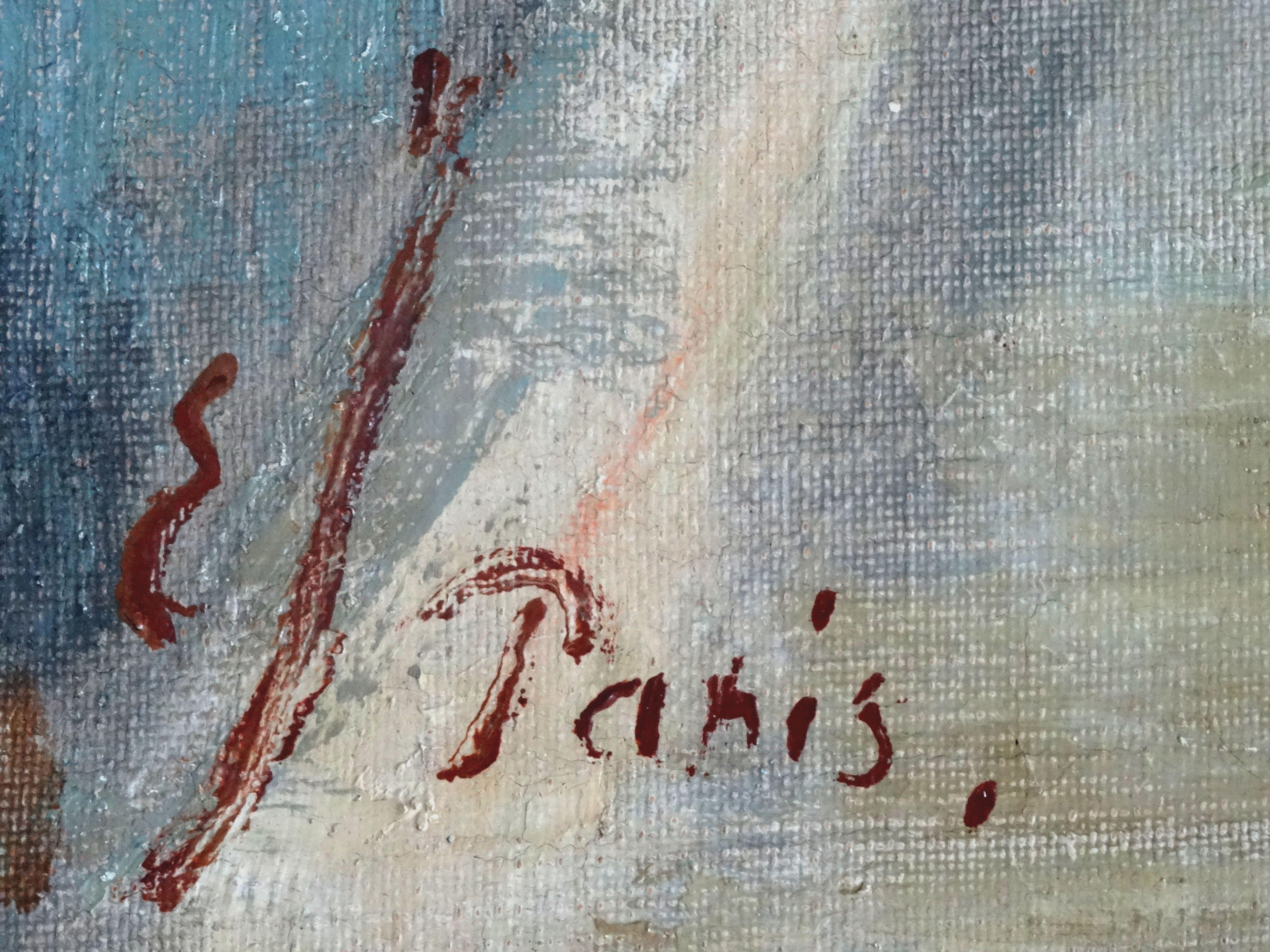 Blick auf Notre Dame. Öl auf Leinwand, 100x132 cm – Painting von Einar Johansen