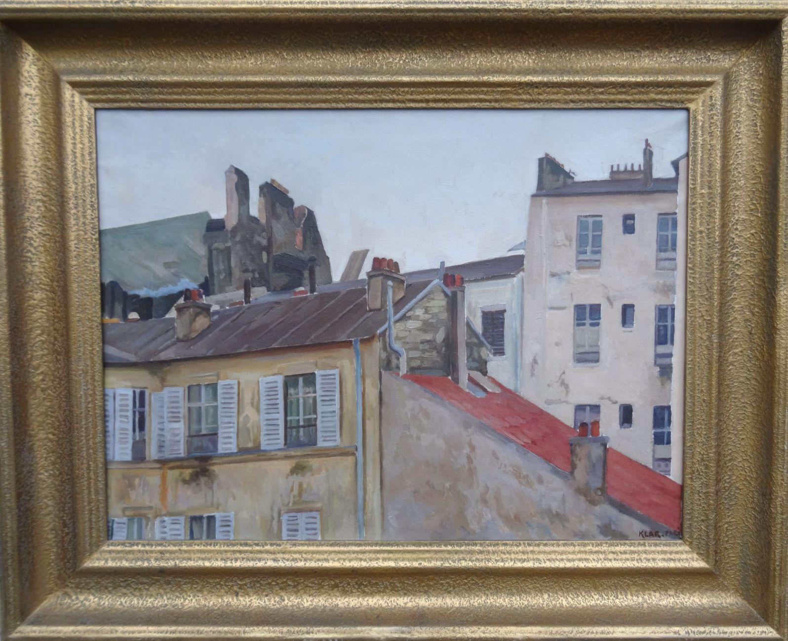 Pariser Dachböden. 1930er Jahre. Öl auf Leinwand, 60x80 cm (Grau), Landscape Painting, von Artur Klar
