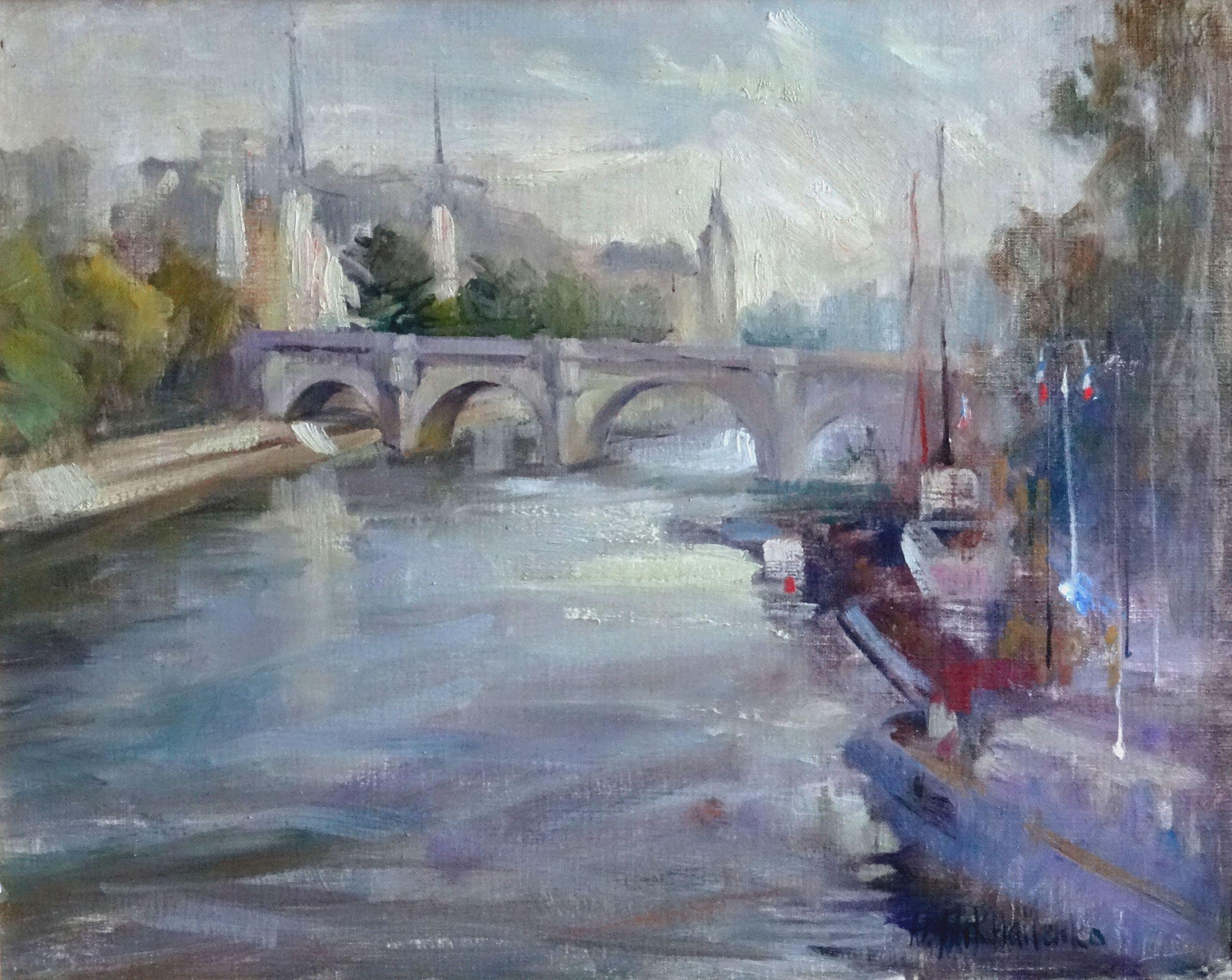 View from the bridge. Oil on canvas and cardboard, 41x51 cm