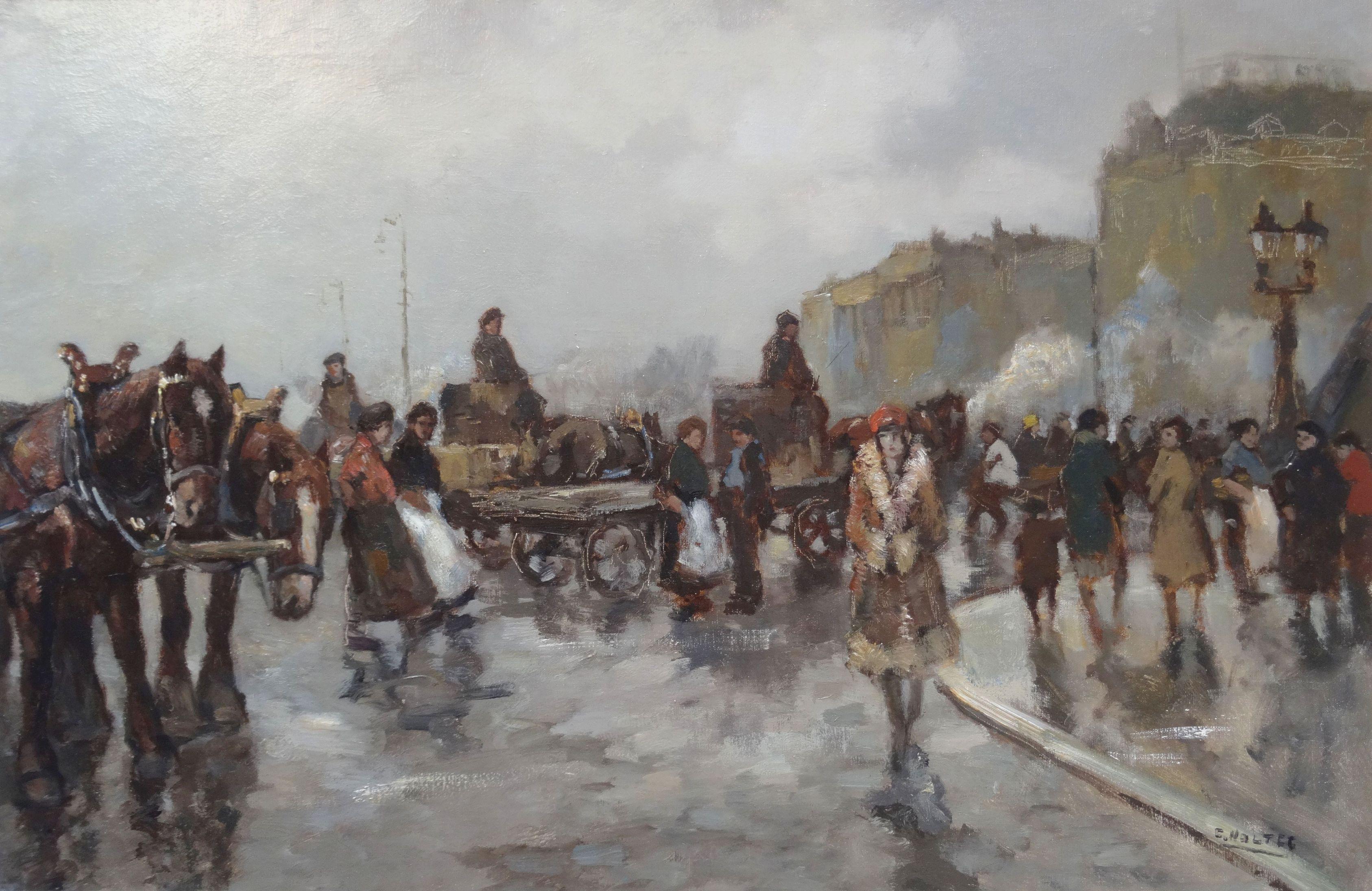 Paris Boulevard. 20th century, canvas, oil, 60x90 cm