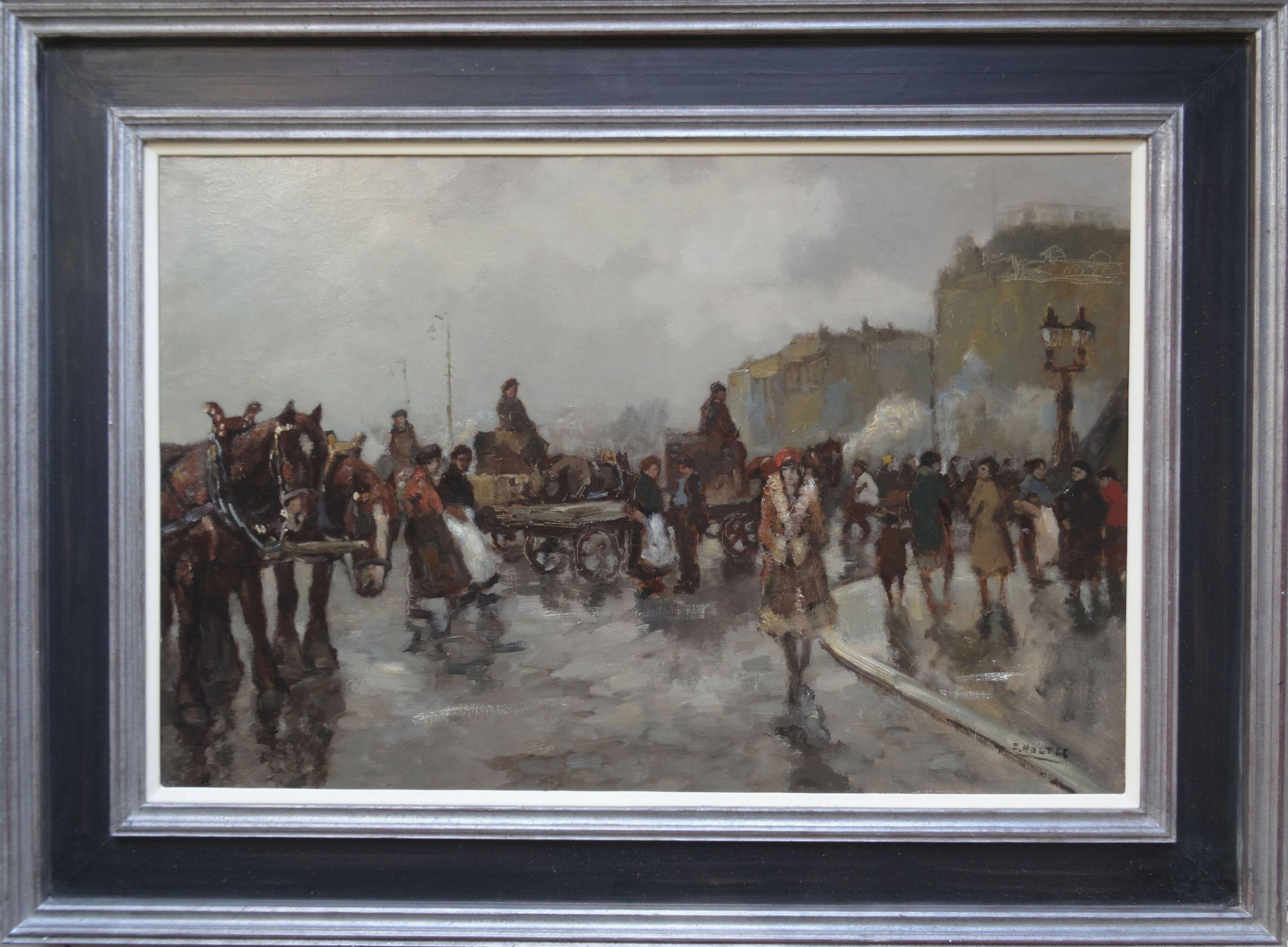 Paris Boulevard, 20. Jahrhundert, Leinwand, Öl, 60x90 cm – Painting von Bernardus Cornelis Noltee