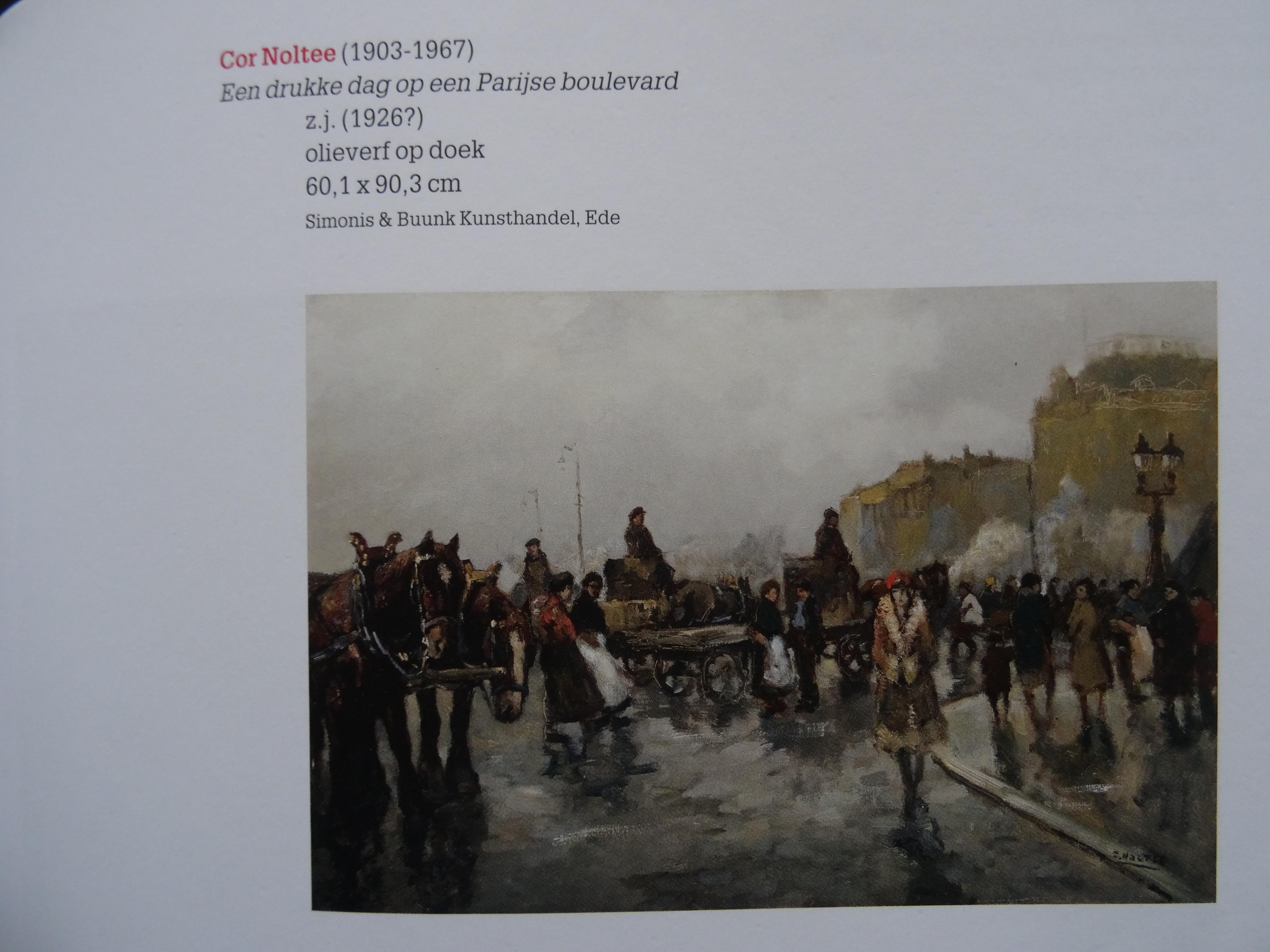 Paris Boulevard. 20th century, canvas, oil, 60x90 cm - Gray Landscape Painting by Bernardus Cornelis Noltee