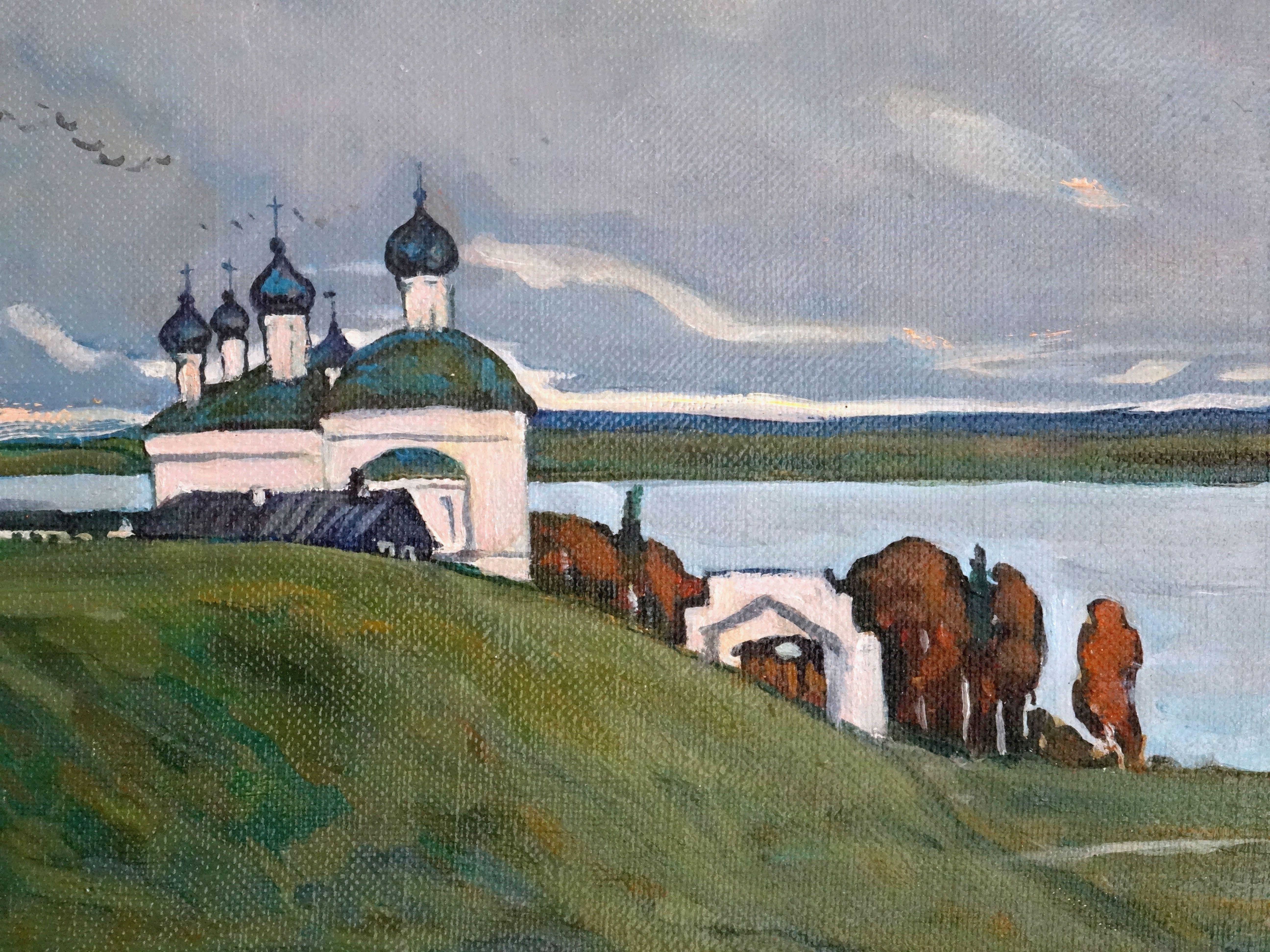 Russischer Nord. Öl auf Leinwand, 50x101 cm (Grau), Landscape Painting, von Ilya Glazunov