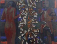 Night butterflies. Dark large artwork with figures. 2004.Oil on canvas,115x146cm