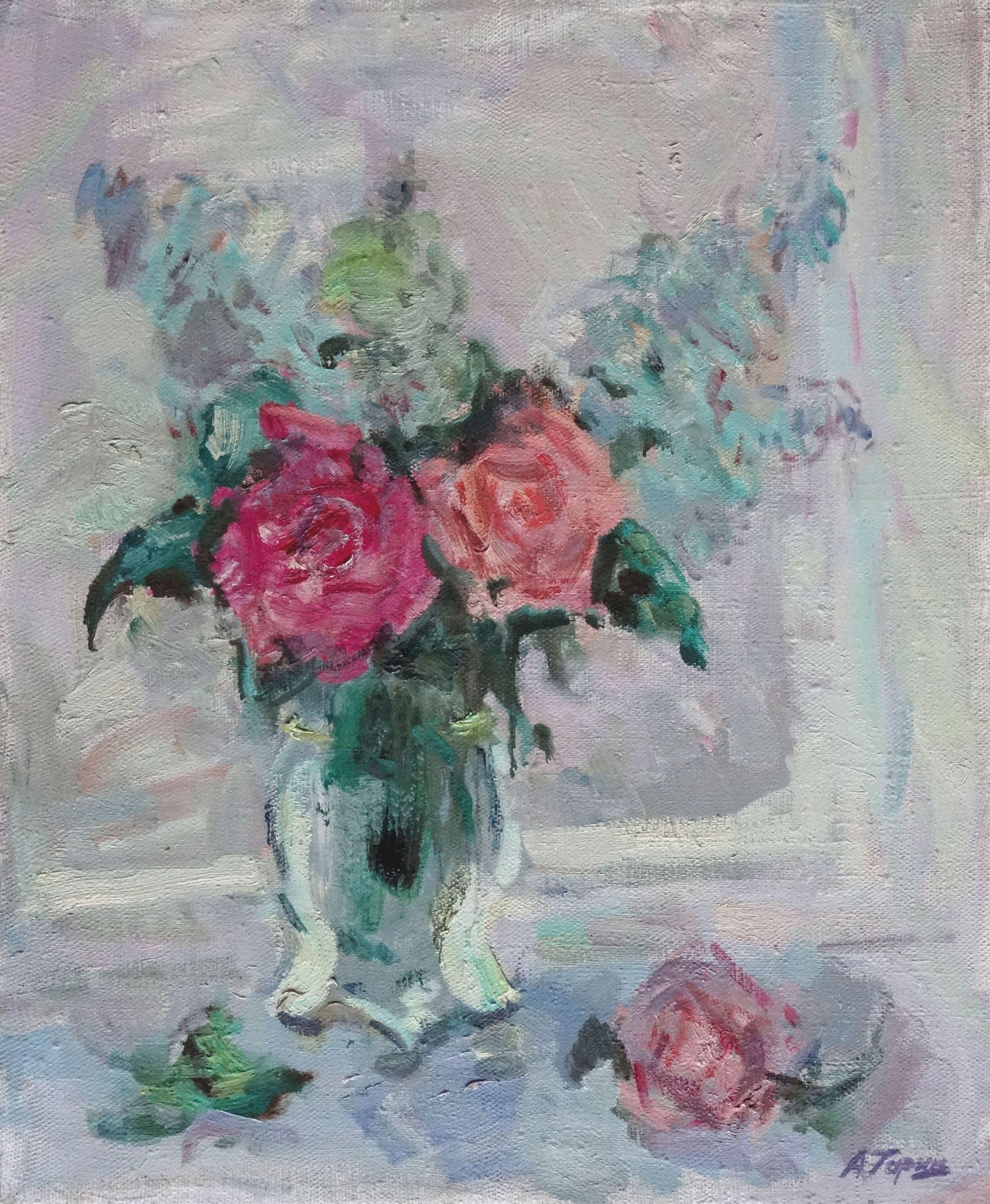 Bouquet on the window. 1995, oil on canvas 46х38 сm