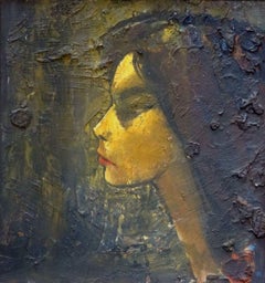 Portrait. Wood, oil, 40x38 cm