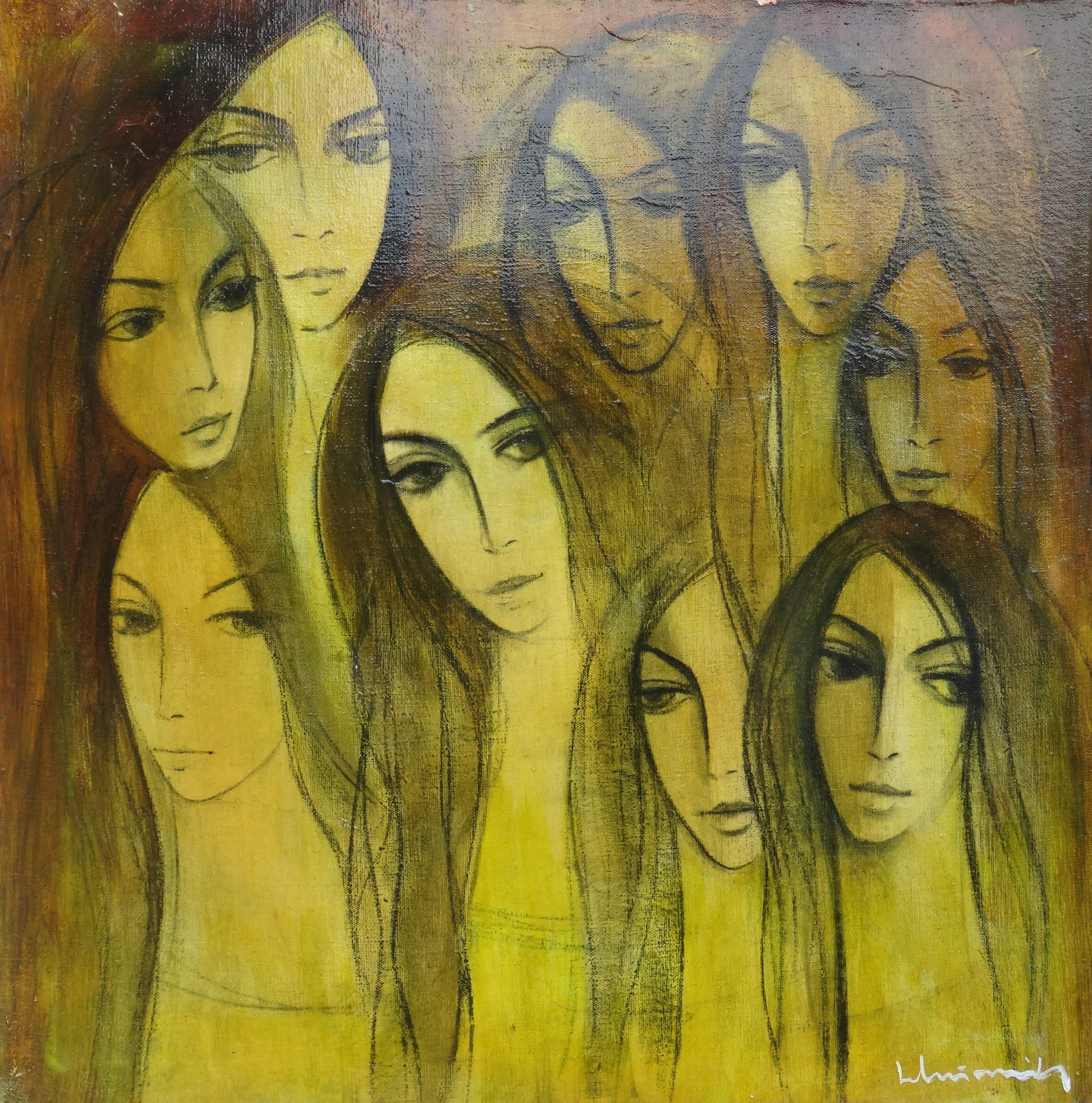 Woman. 1976. Öl auf Leinwand, 80,5 x 80.7 cm – Painting von Laimdots Murnieks
