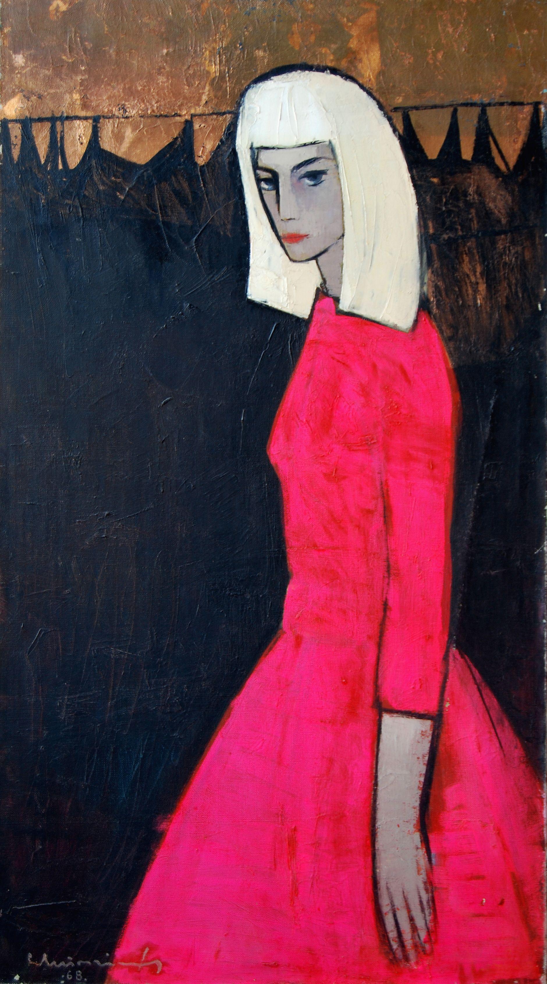 Laimdots Murnieks Figurative Painting – Modell. 1968. Öl auf Leinwand, 118x65 cm