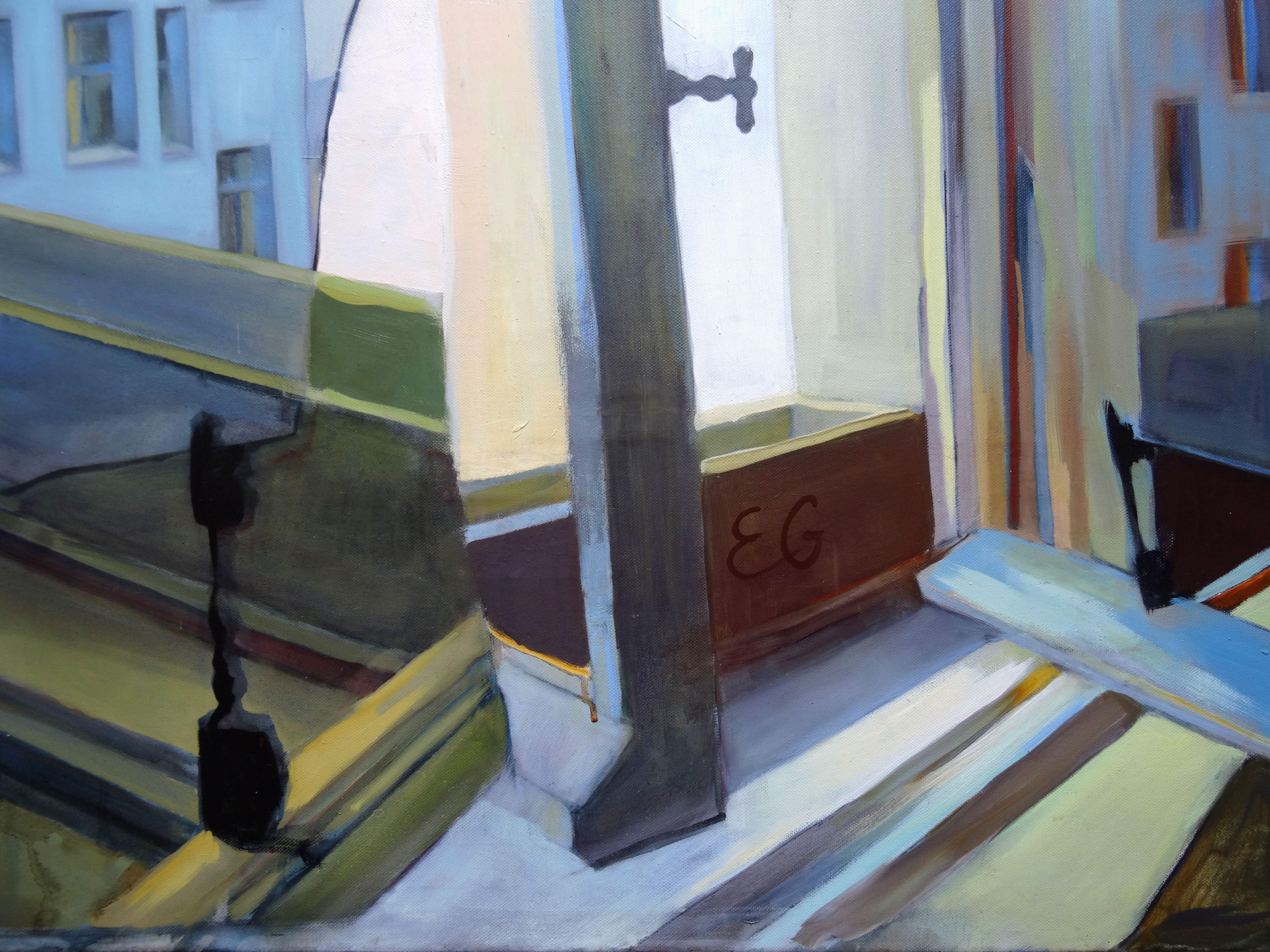 Finestra. Olio su tela, 80x120 cm - Painting di Elga Grinvalde