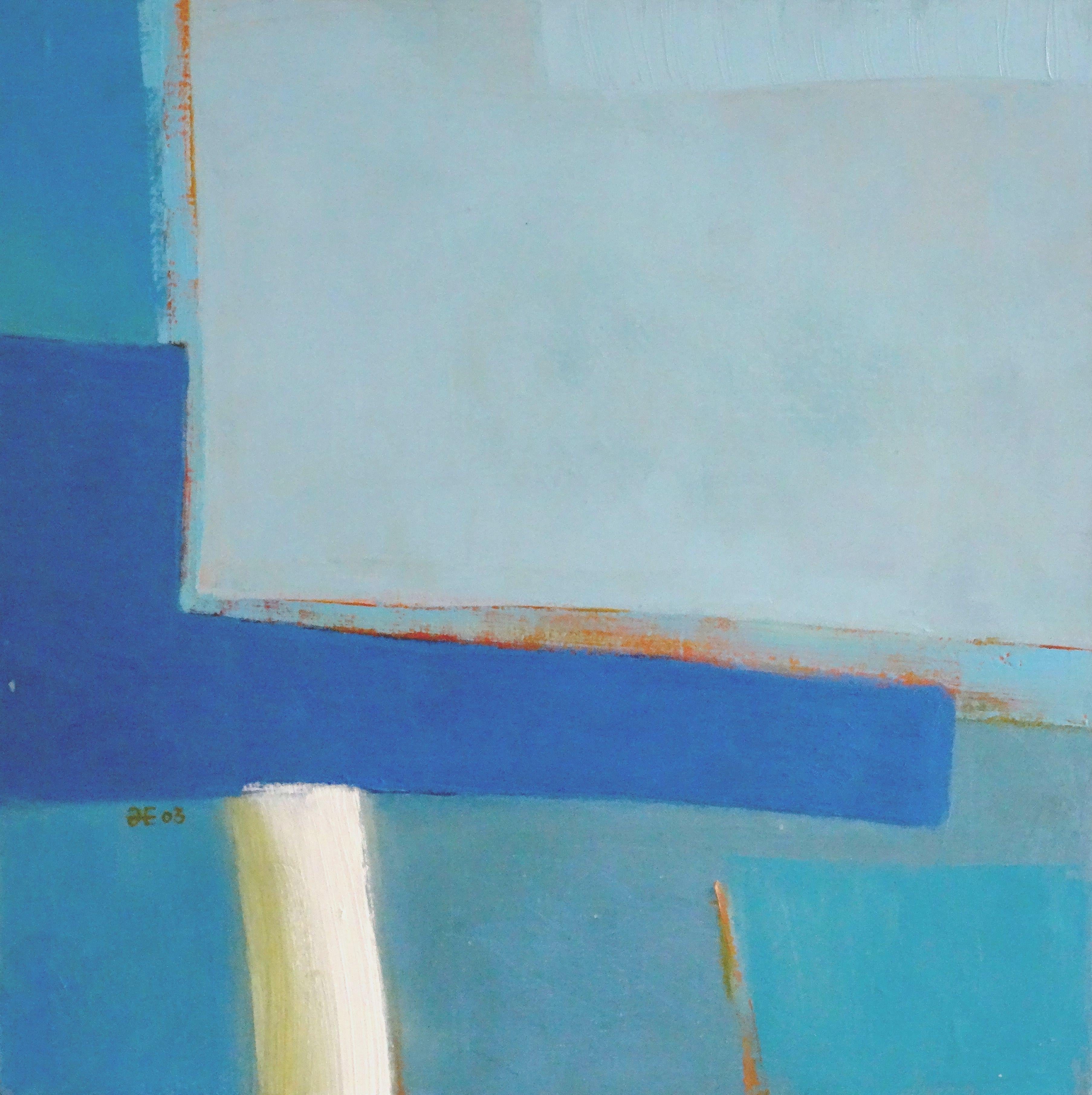 Sky directions. 2003, modular painting, 5 parts - Blue Abstract Painting by Elga Grinvalde
