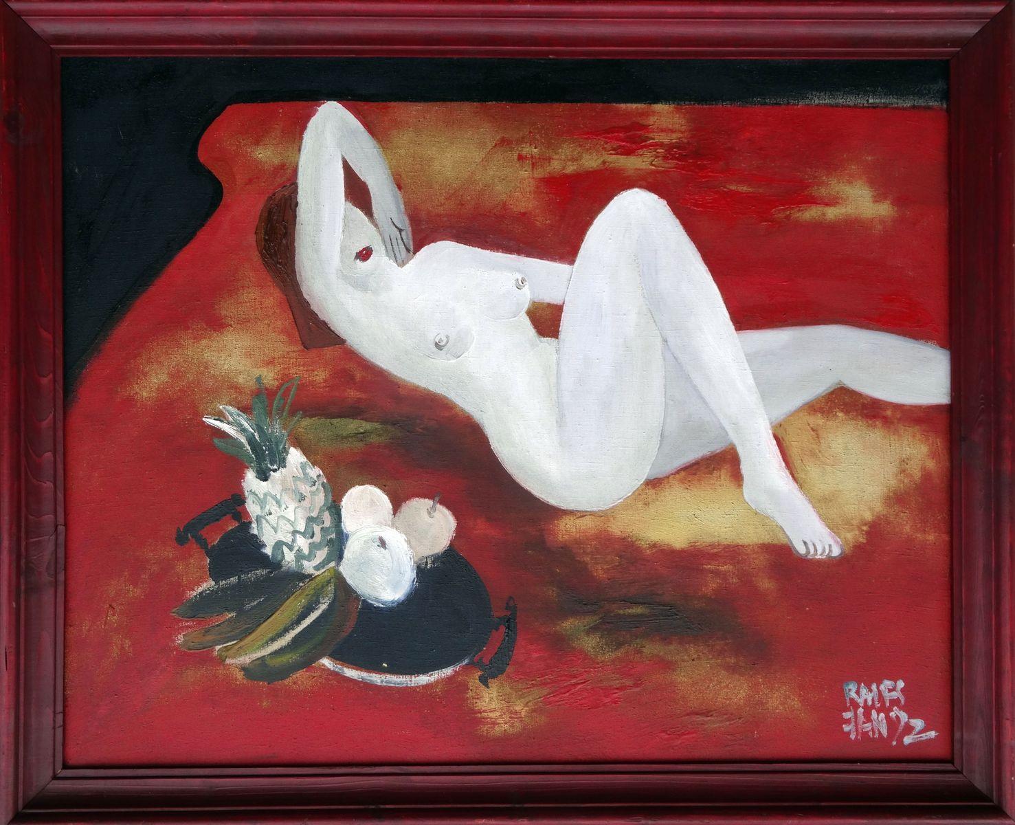 Auf dem roten Teppich. 1992. Öl auf Leinwand, 80x100 cm, Öl – Painting von Ralfs Jansons