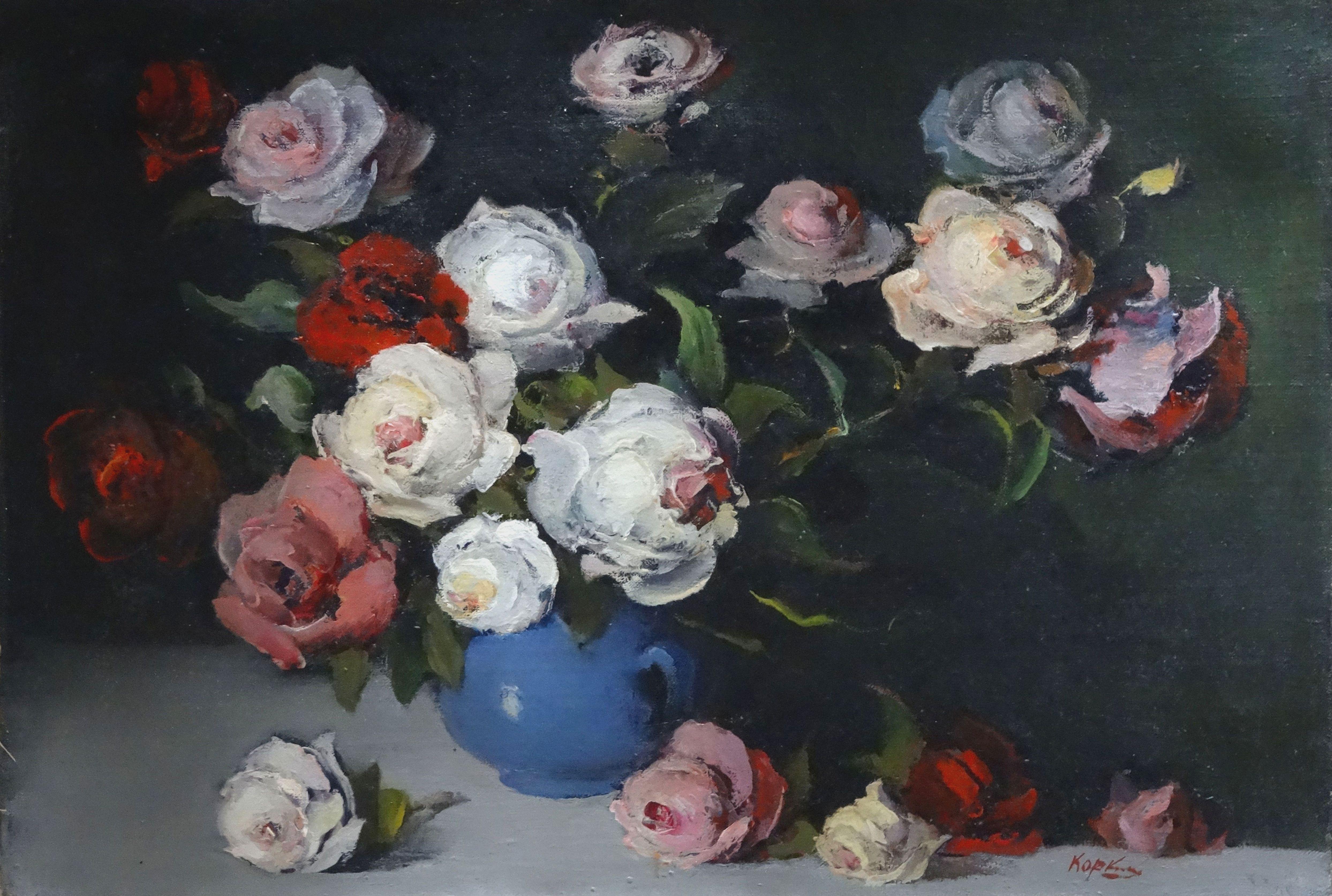 Dmitry Korzhanov Still-Life Painting - Bouquet. 1995, oil on canvas, 49, 5x72 cm