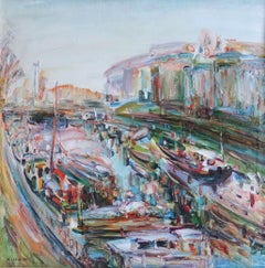 Vintage Canal in Paris. 1994, canvas, oil, 70x70 cm