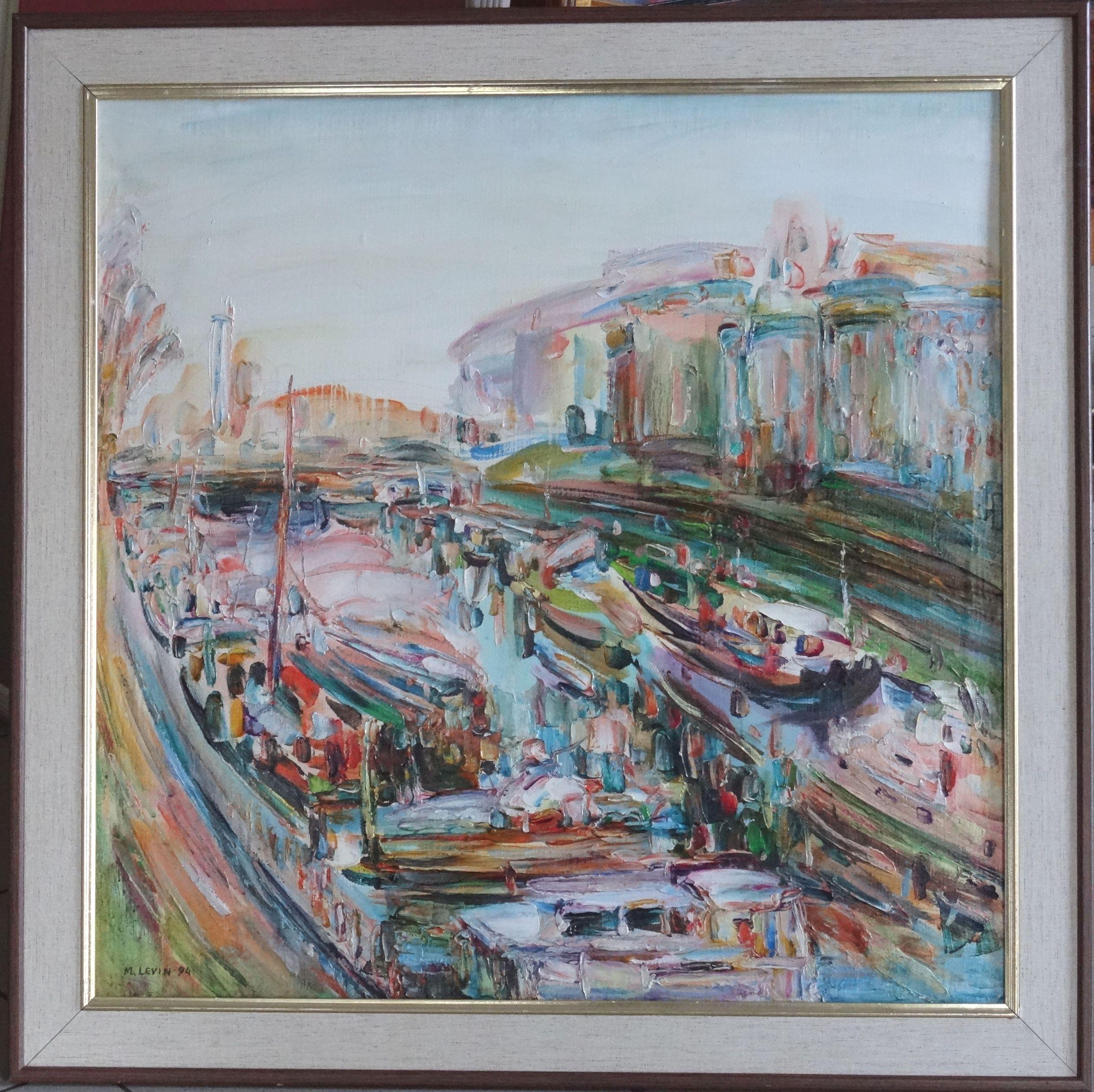 Canal en París. 1994, lienzo, óleo, 70x70 cm - Painting Expresionista de Margarita Levin