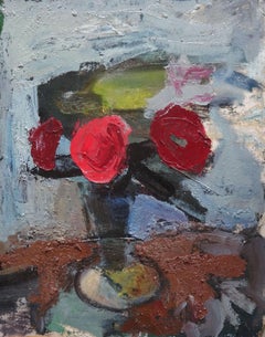 Natura morta con fiori. Olio su cartone, 50x40 cm
