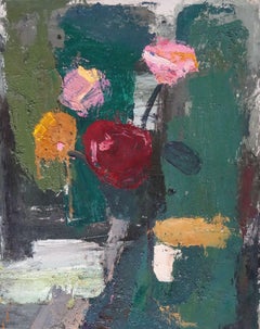 Still life with roses. Oil on cardboard, 50x40 cm