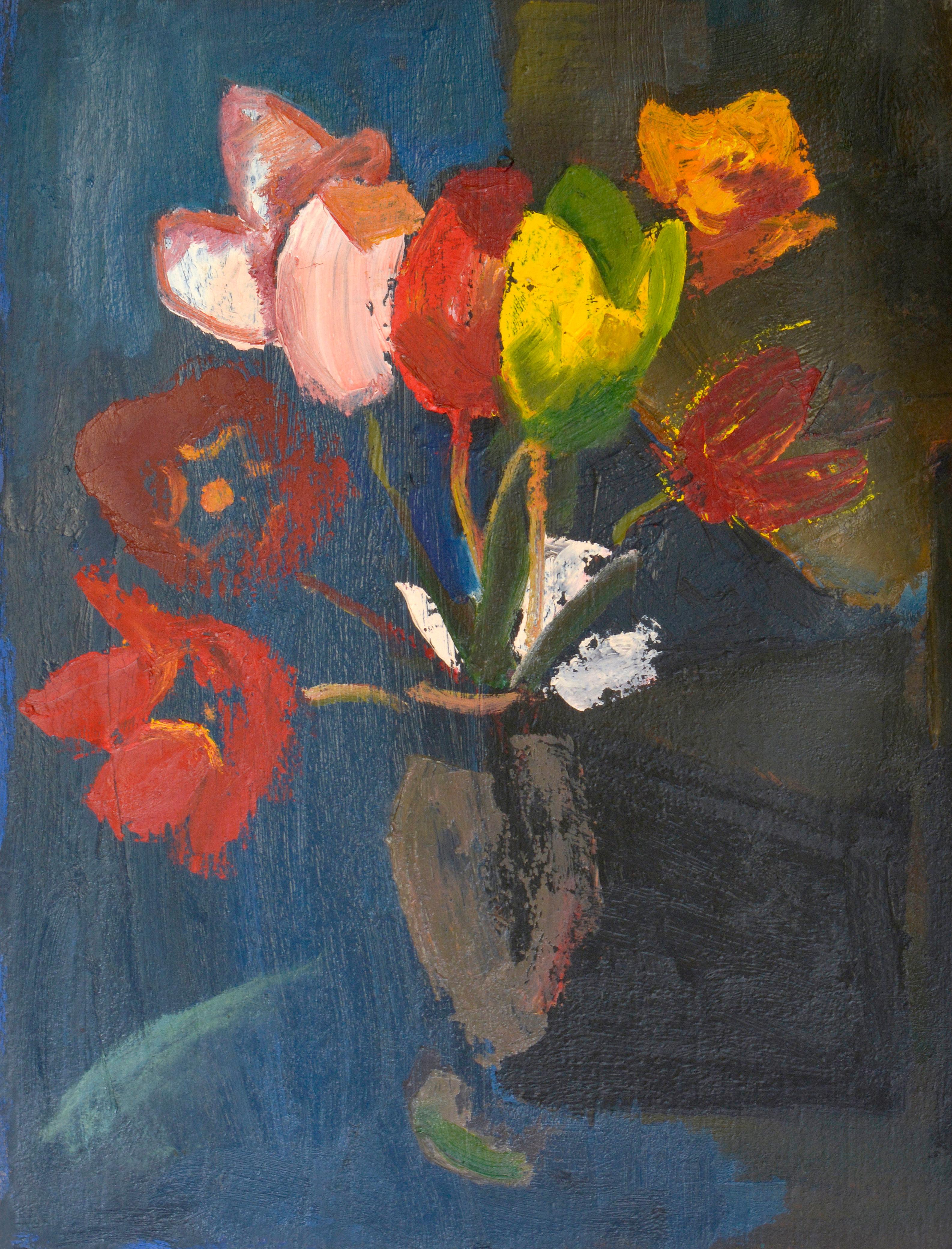 Aleksandr Rodin Still-Life Painting - Tulips. Oil on cardboard, 50, 5x40 cm